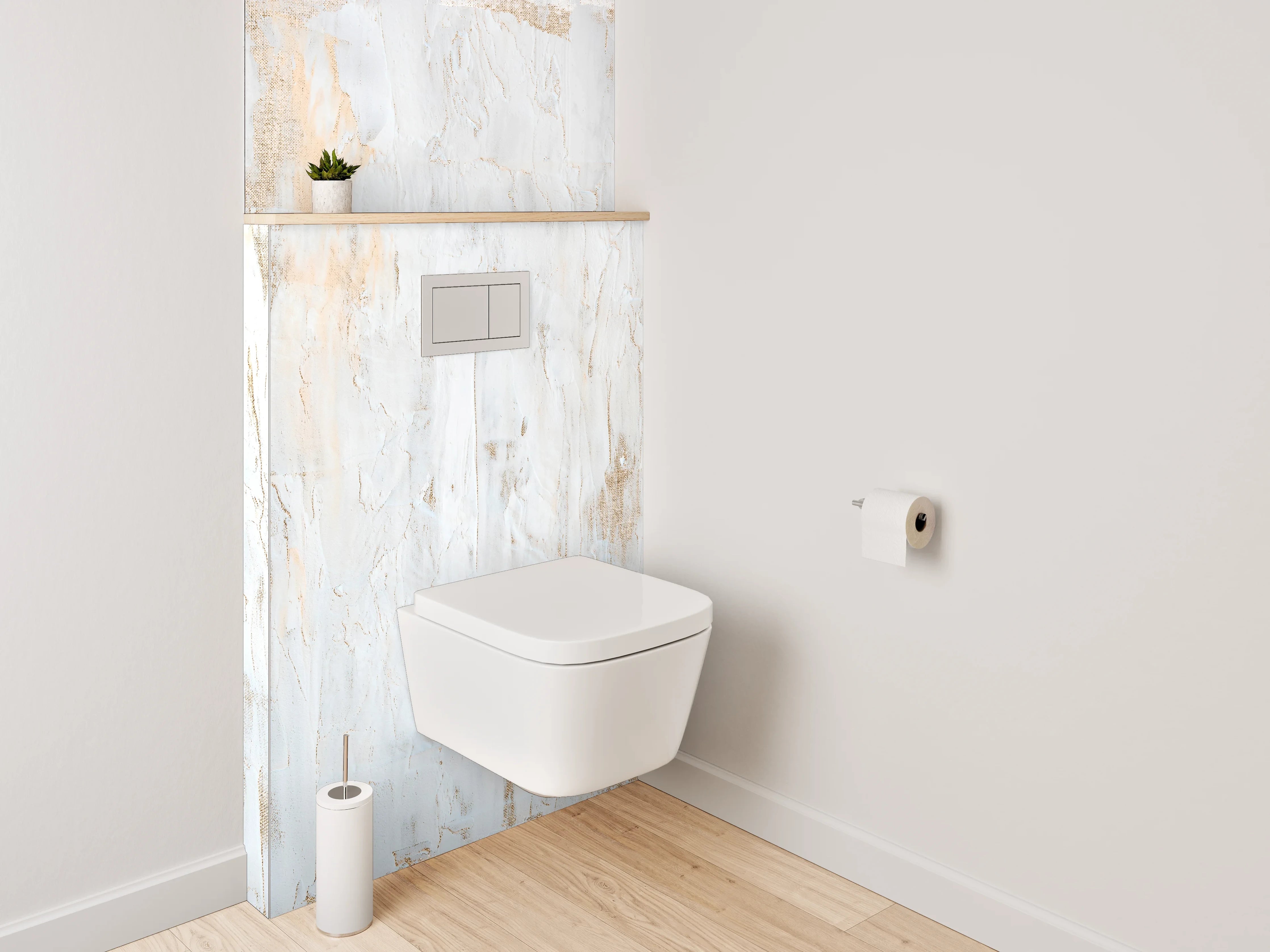 WC-Rückwand - Weiße abstrakte Struktur Wandbild