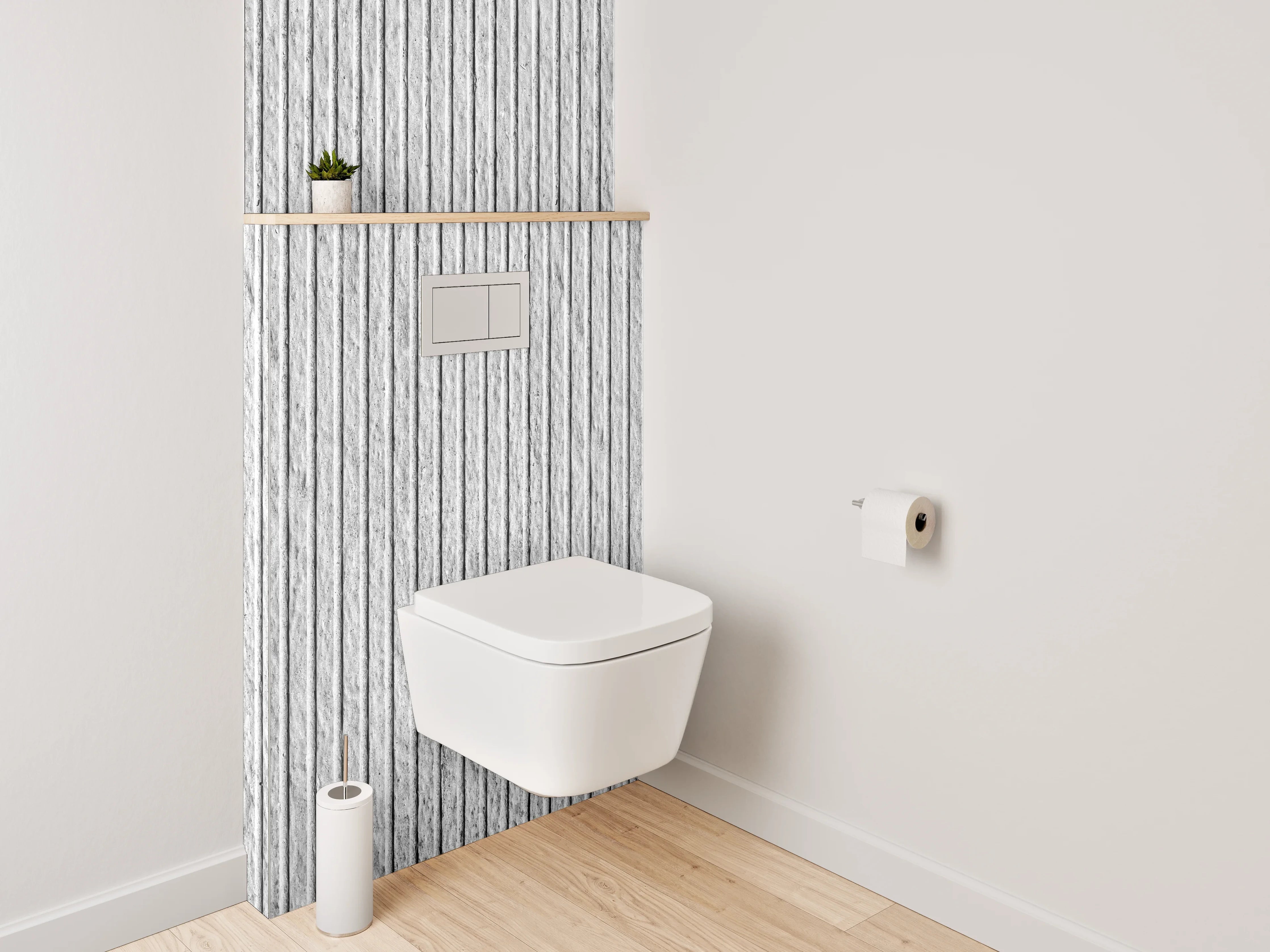 WC-Rückwand - Weiße feine Linienstruktur modern