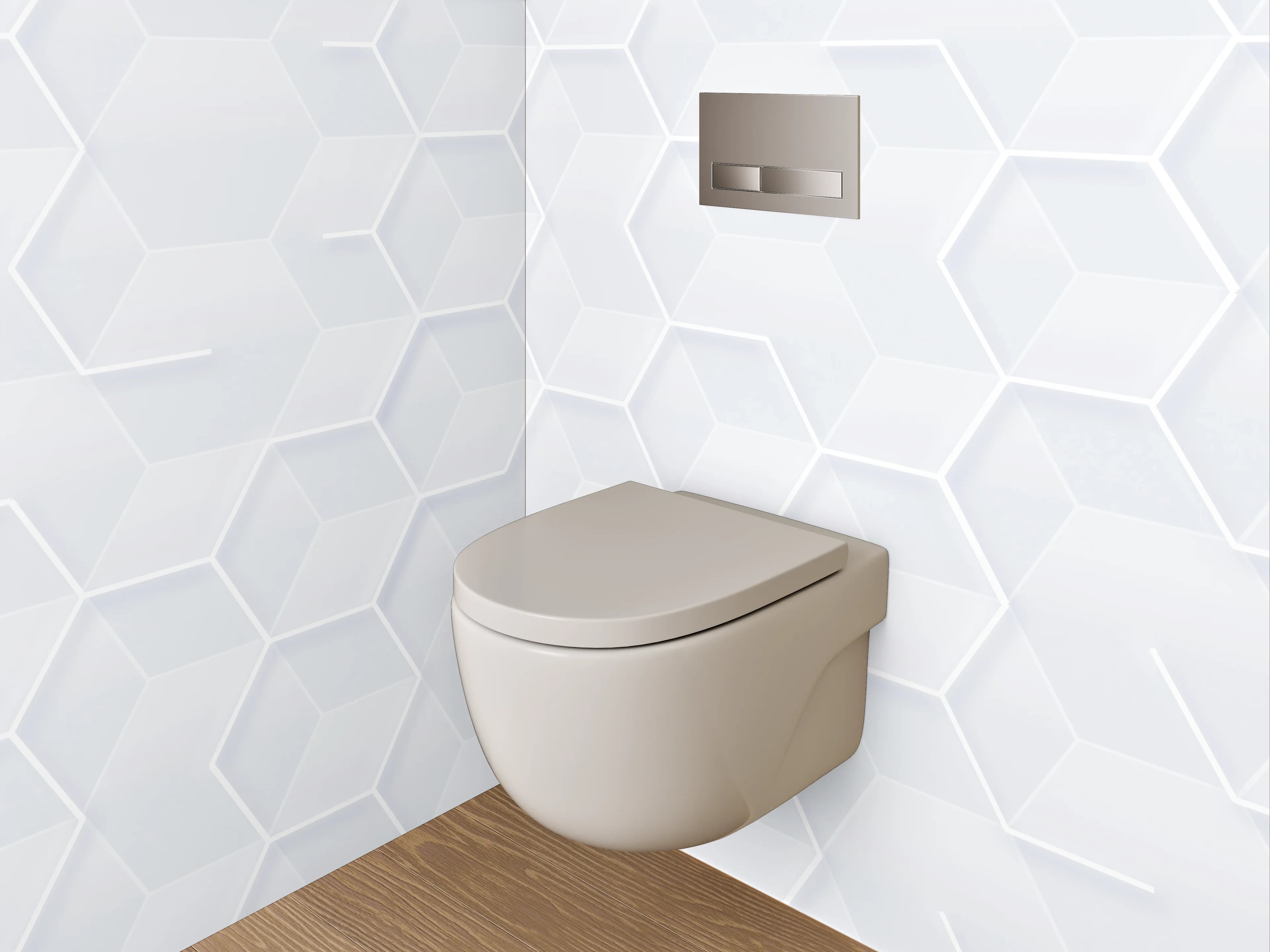 WC-Rückwand - Weiße geometrische Hexagon-Muster Tapete