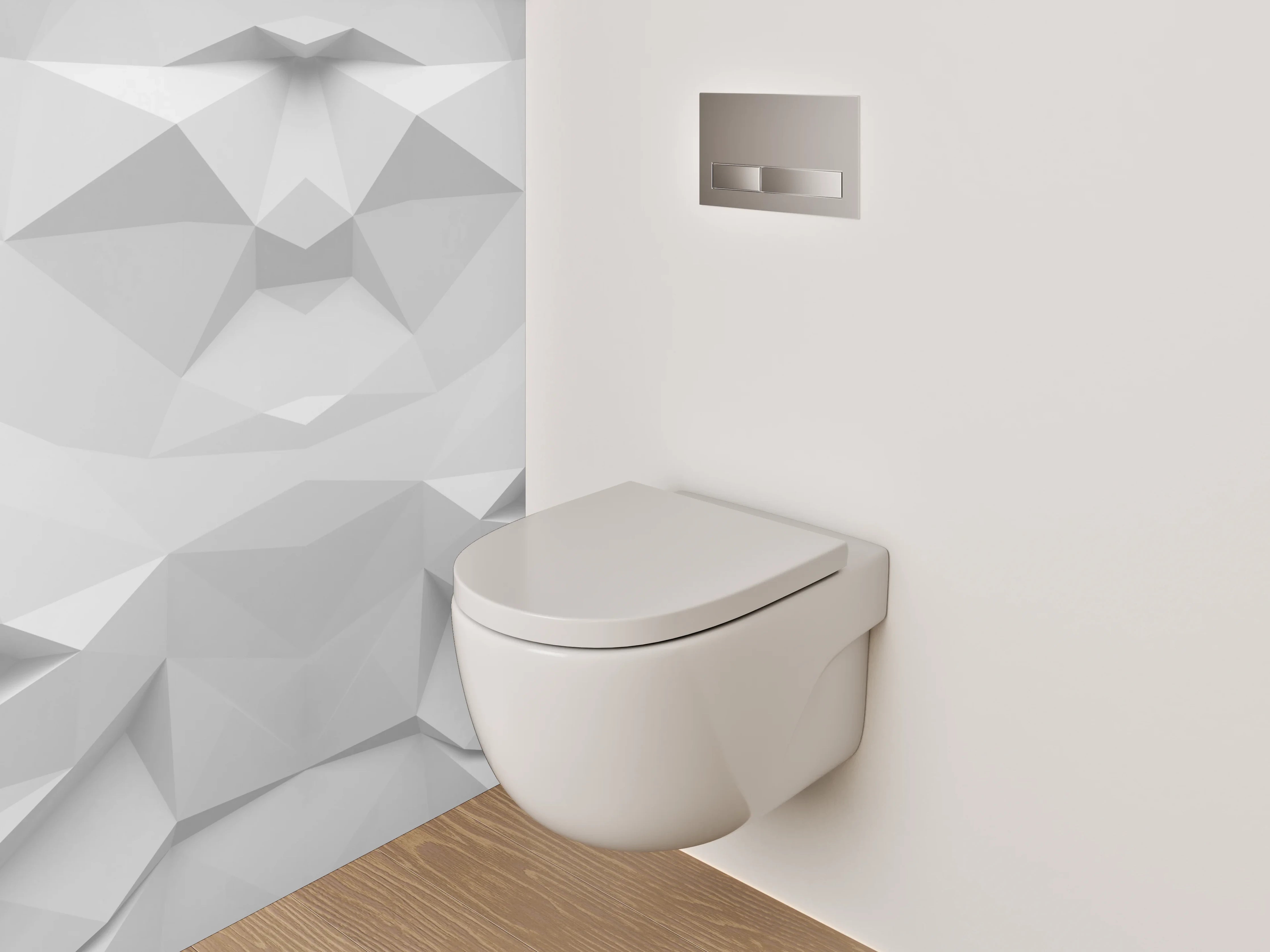 WC-Rückwand - Weiße polygonale 3D-Musterstruktur