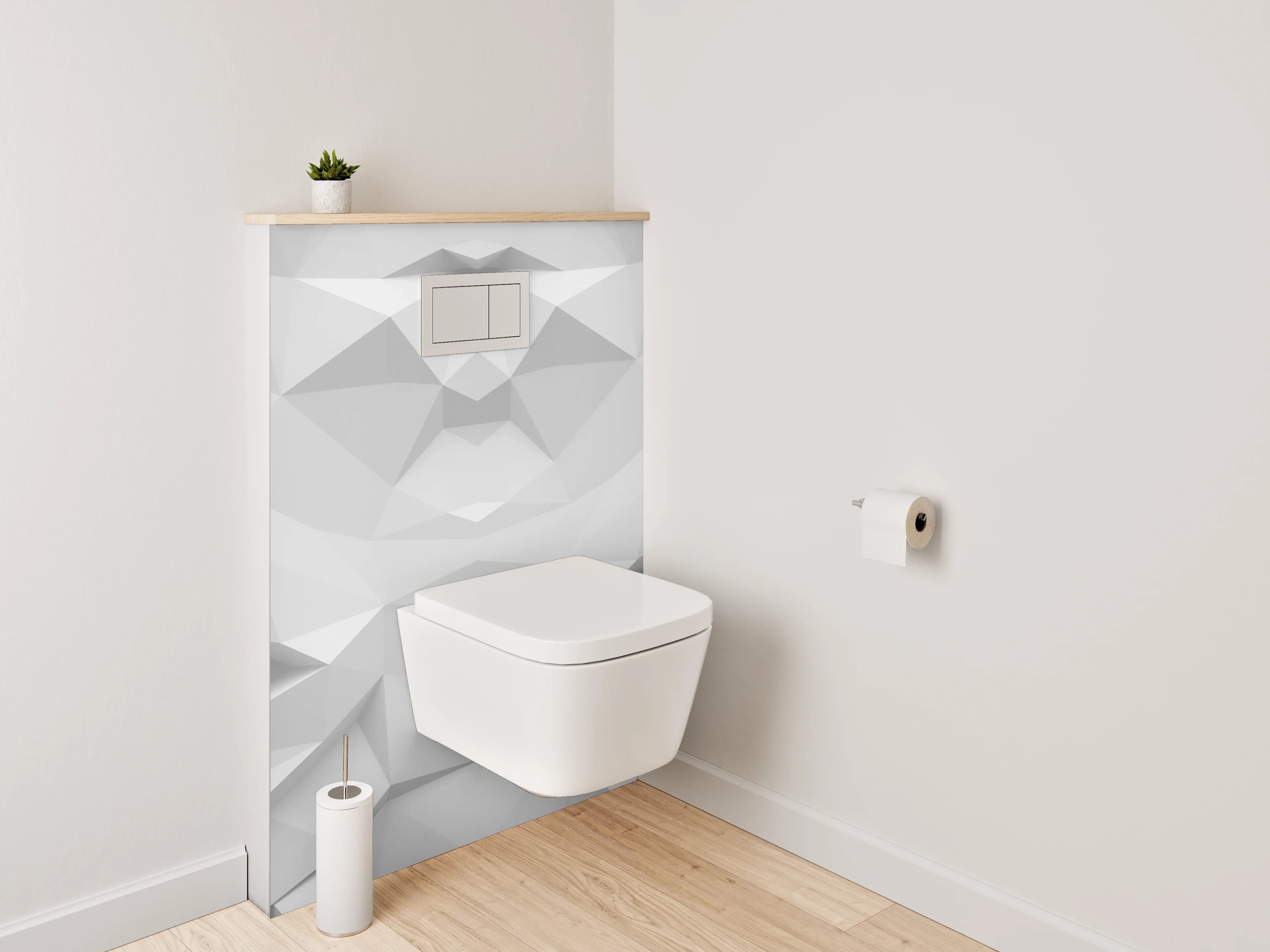 WC-Rückwand - Weiße polygonale 3D-Musterstruktur