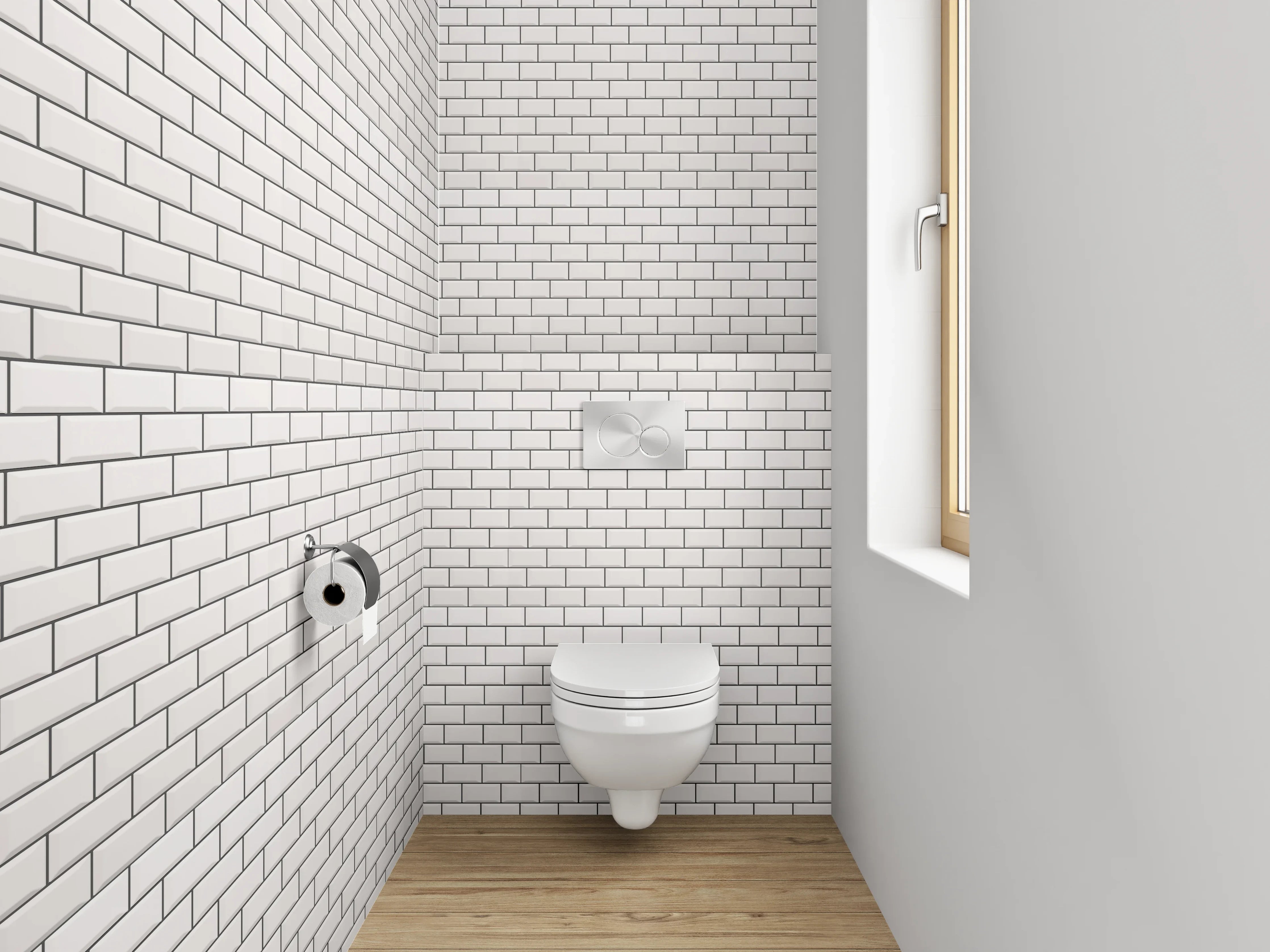 WC-Rückwand - Weiße schlichte Fliesenstruktur Wanddekor