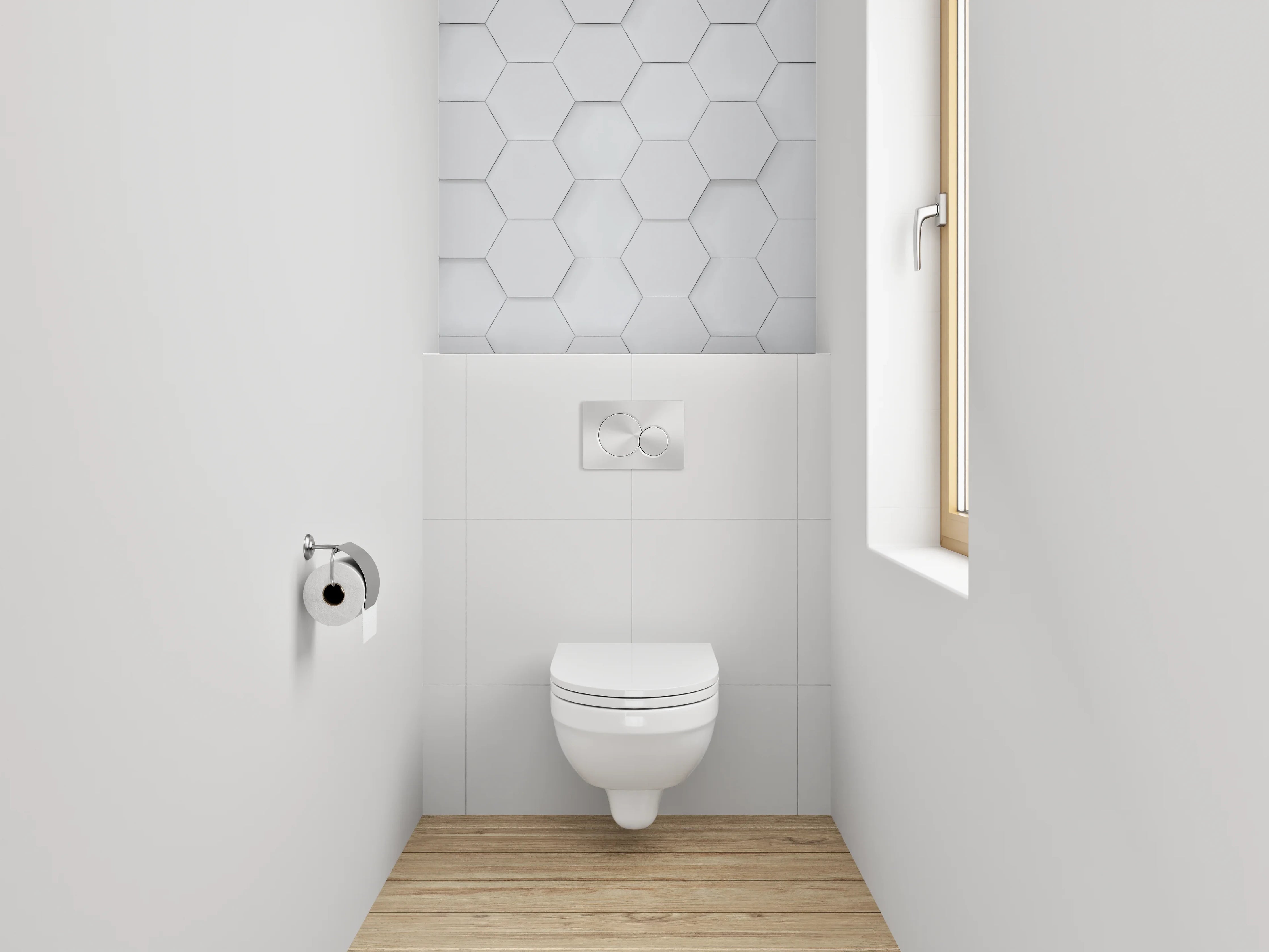 WC-Rückwand - Weiße sechseckige Wabenstruktur Muster
