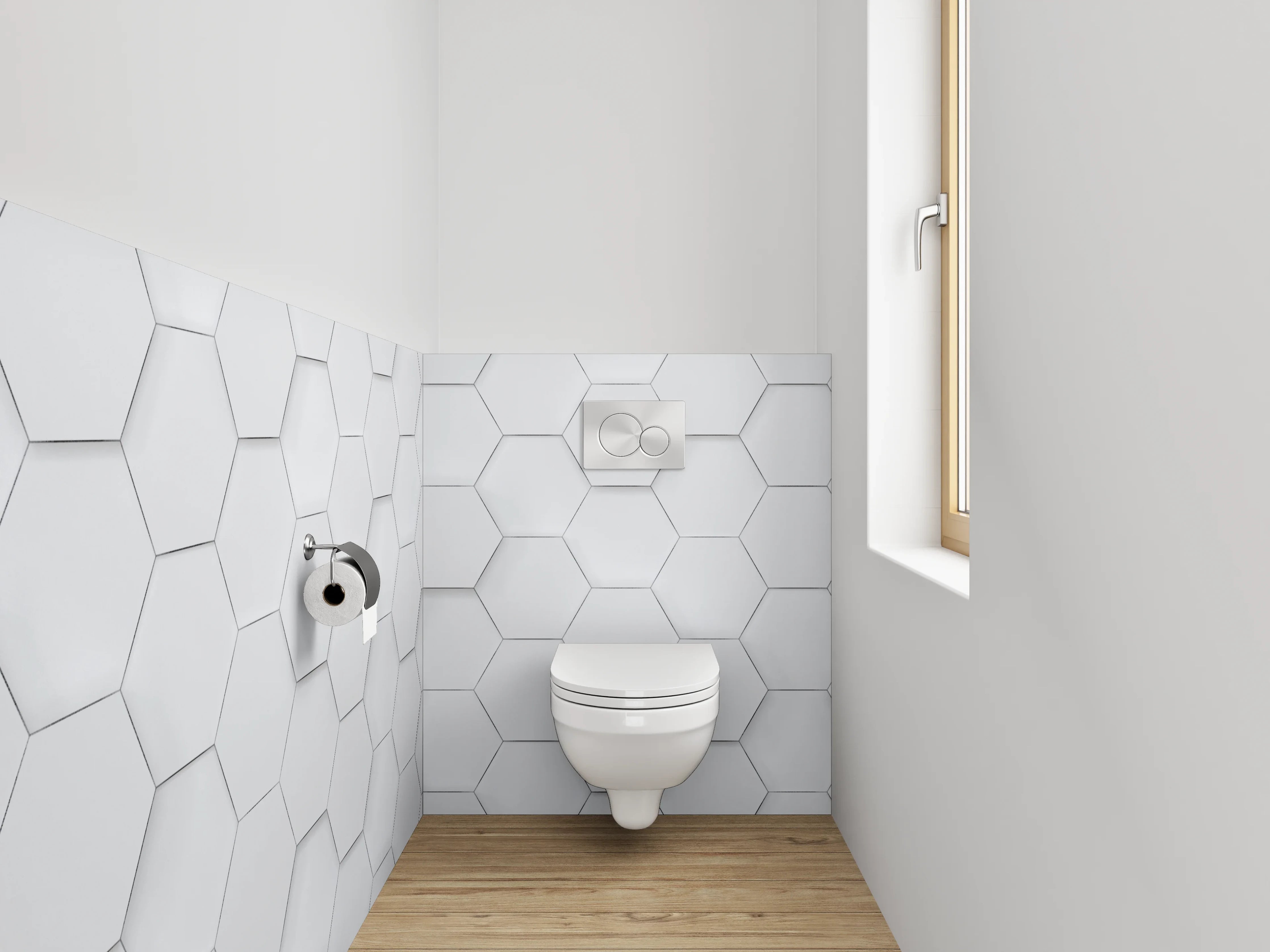 WC-Rückwand - Weiße sechseckige Wabenstruktur Muster