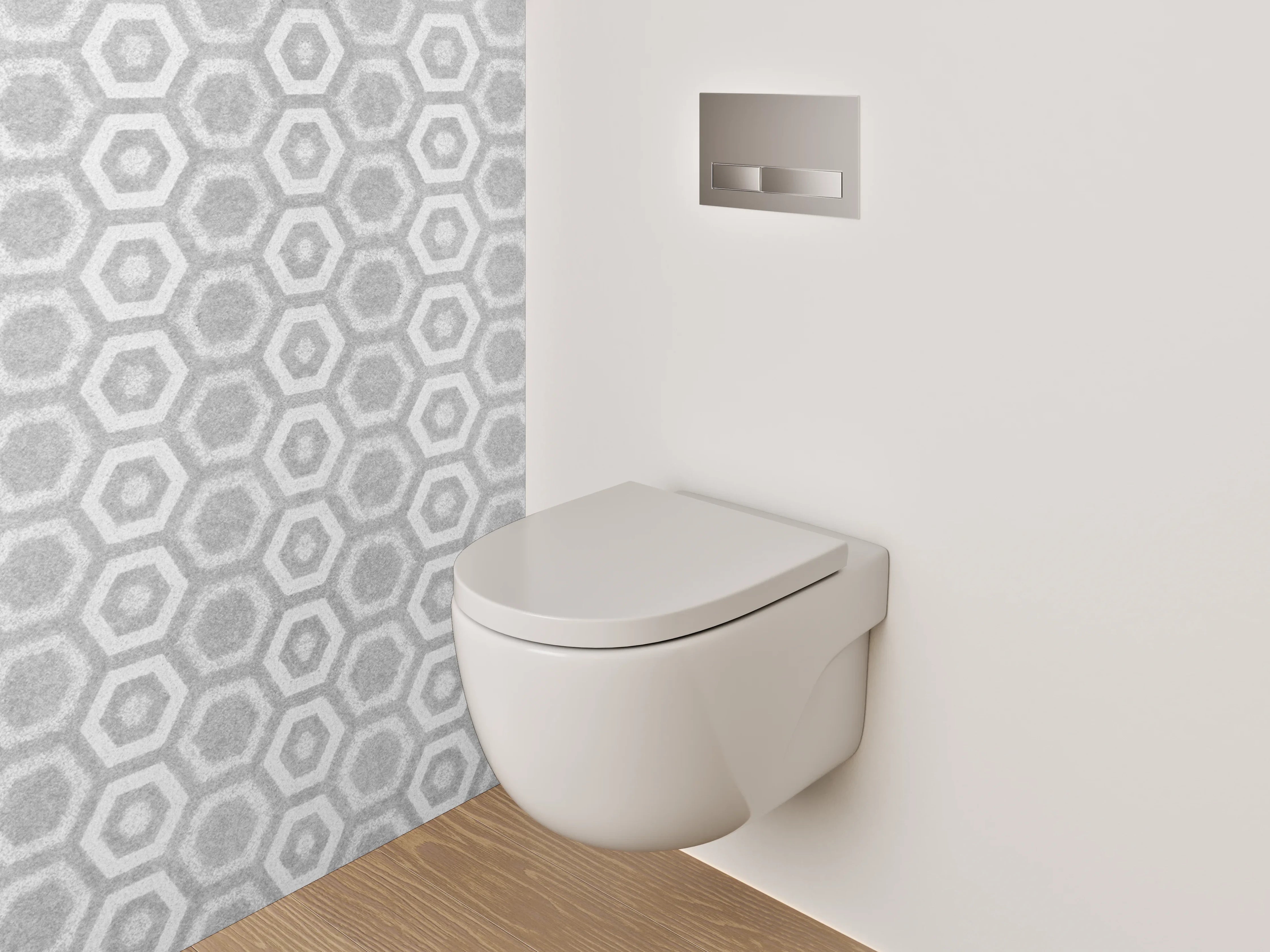 WC-Rückwand - Weiße und Graue Marmor-Textur mit geometrischem Muster