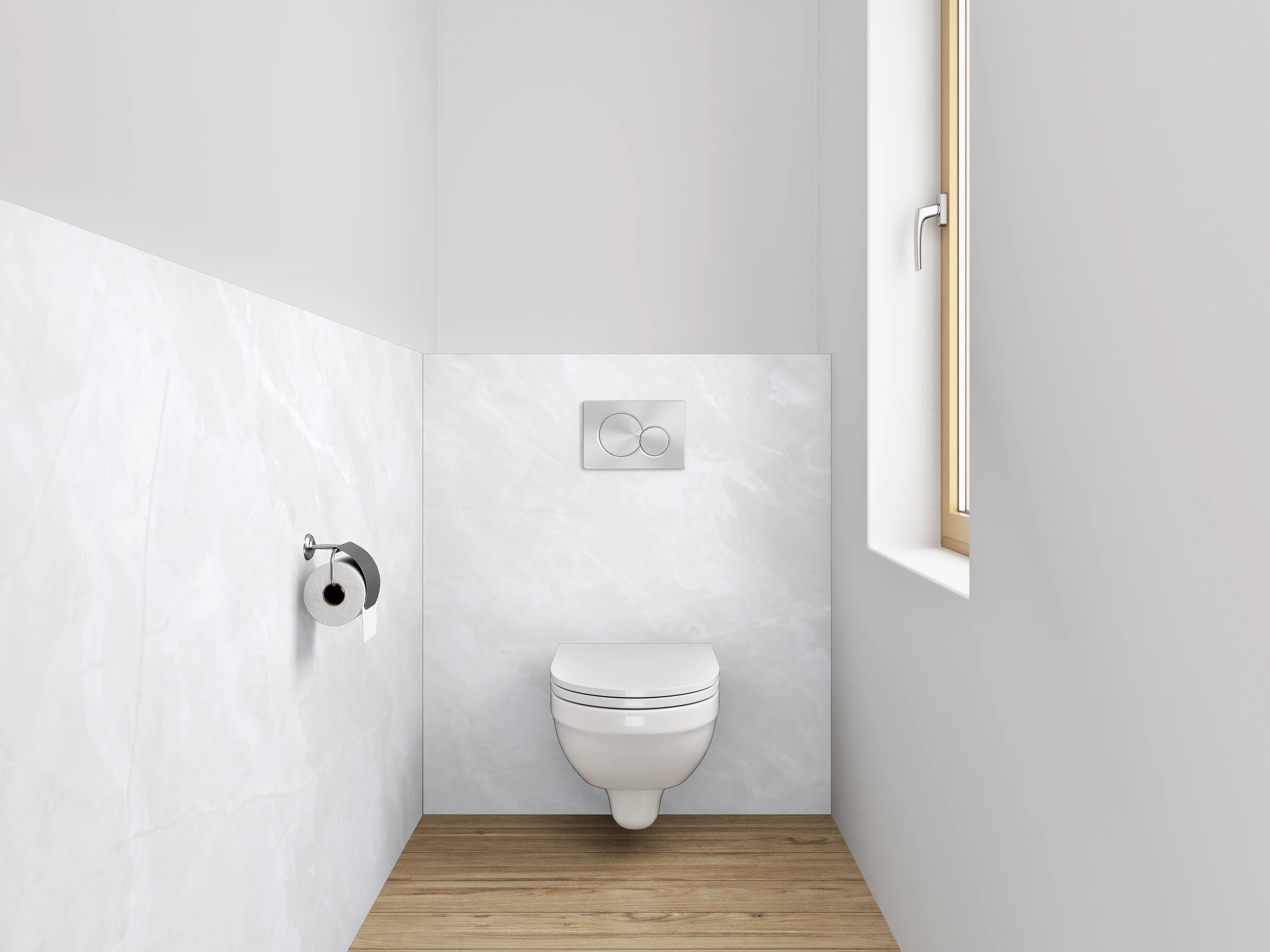 WC-Rückwand - Weißer Marmor-Textur mit grauen Adern