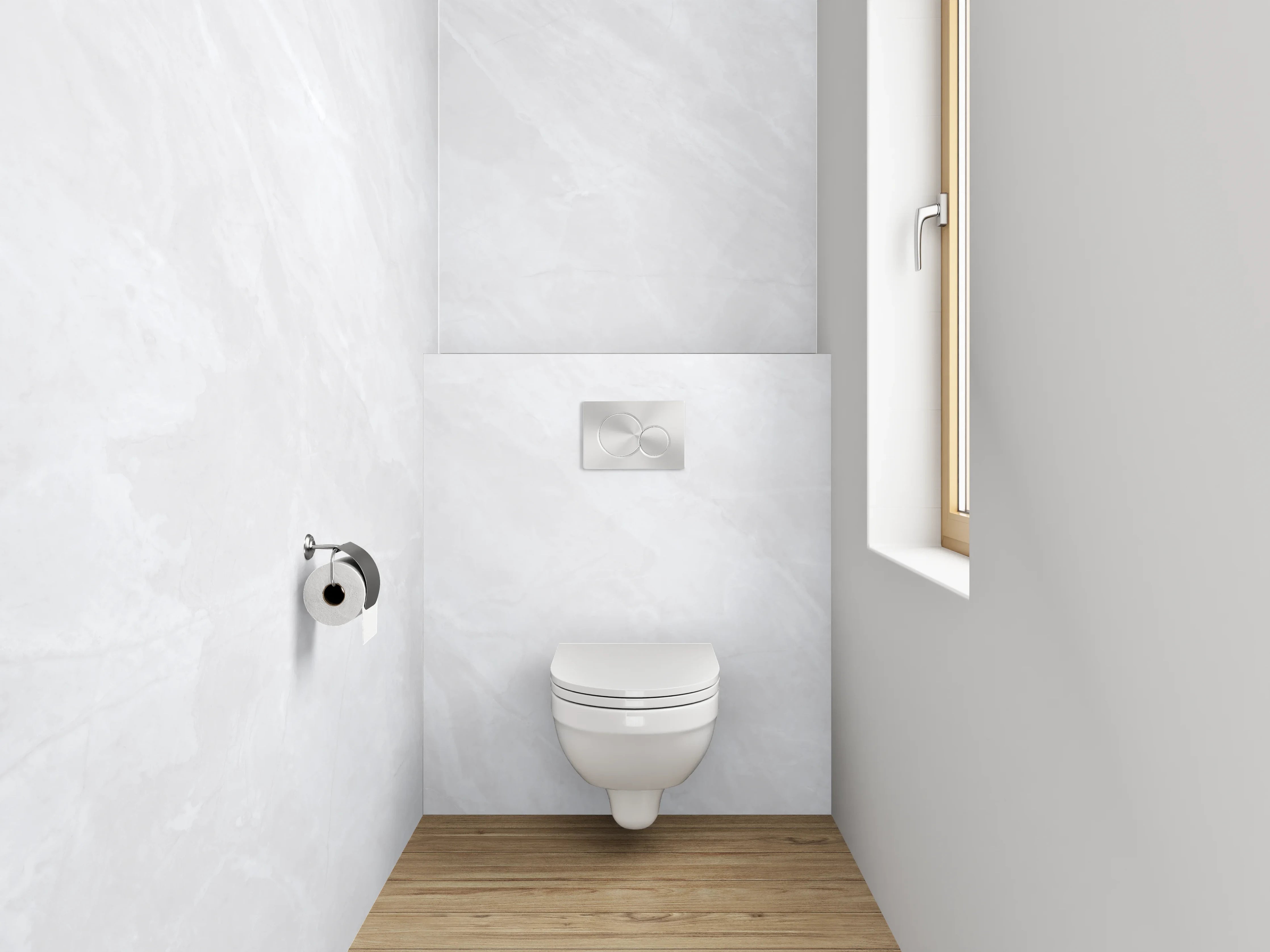 WC-Rückwand - Weißer Marmor-Textur mit grauen Adern