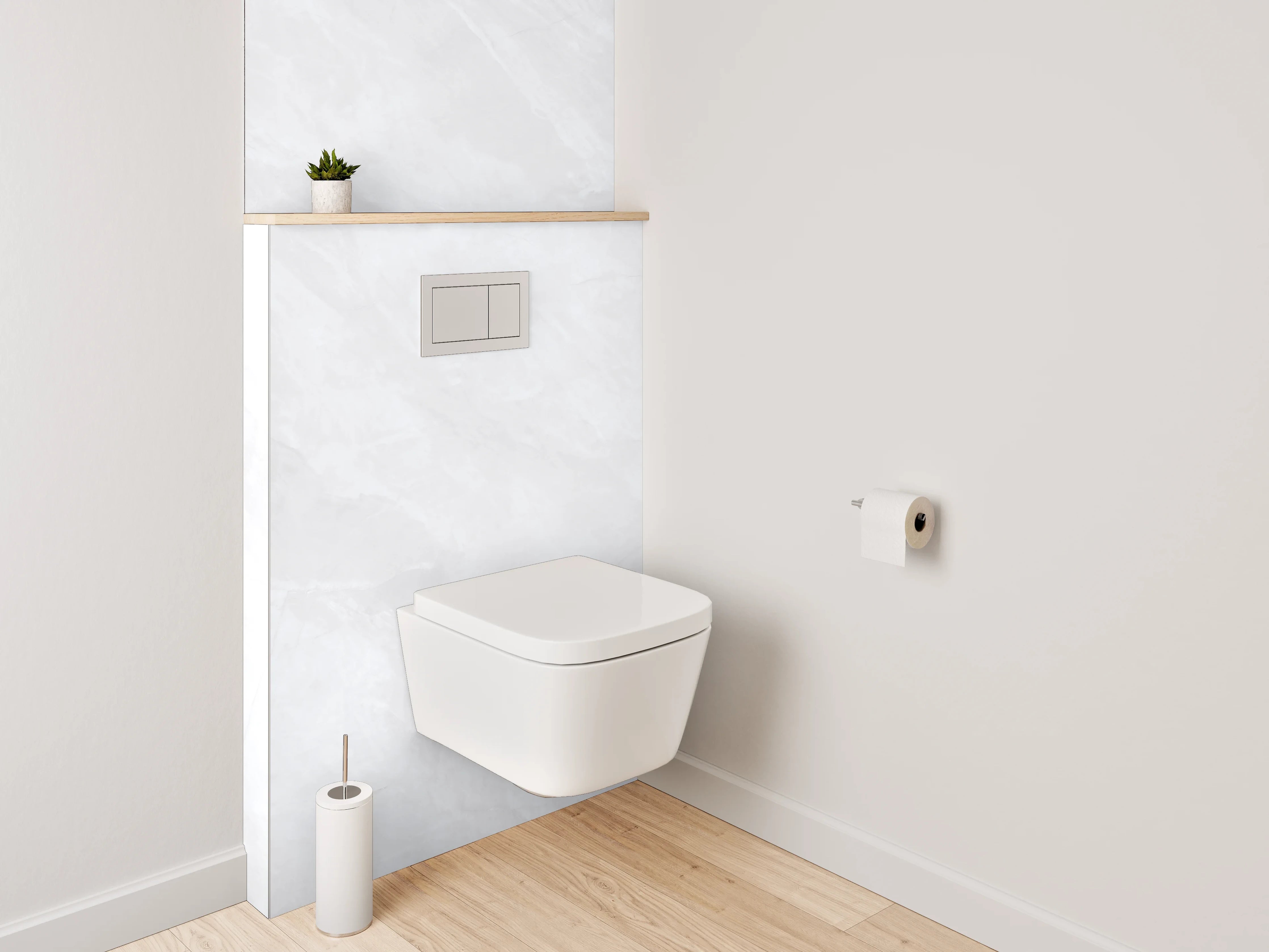 WC-Rückwand - Weißer Marmor-Textur mit grauen Adern