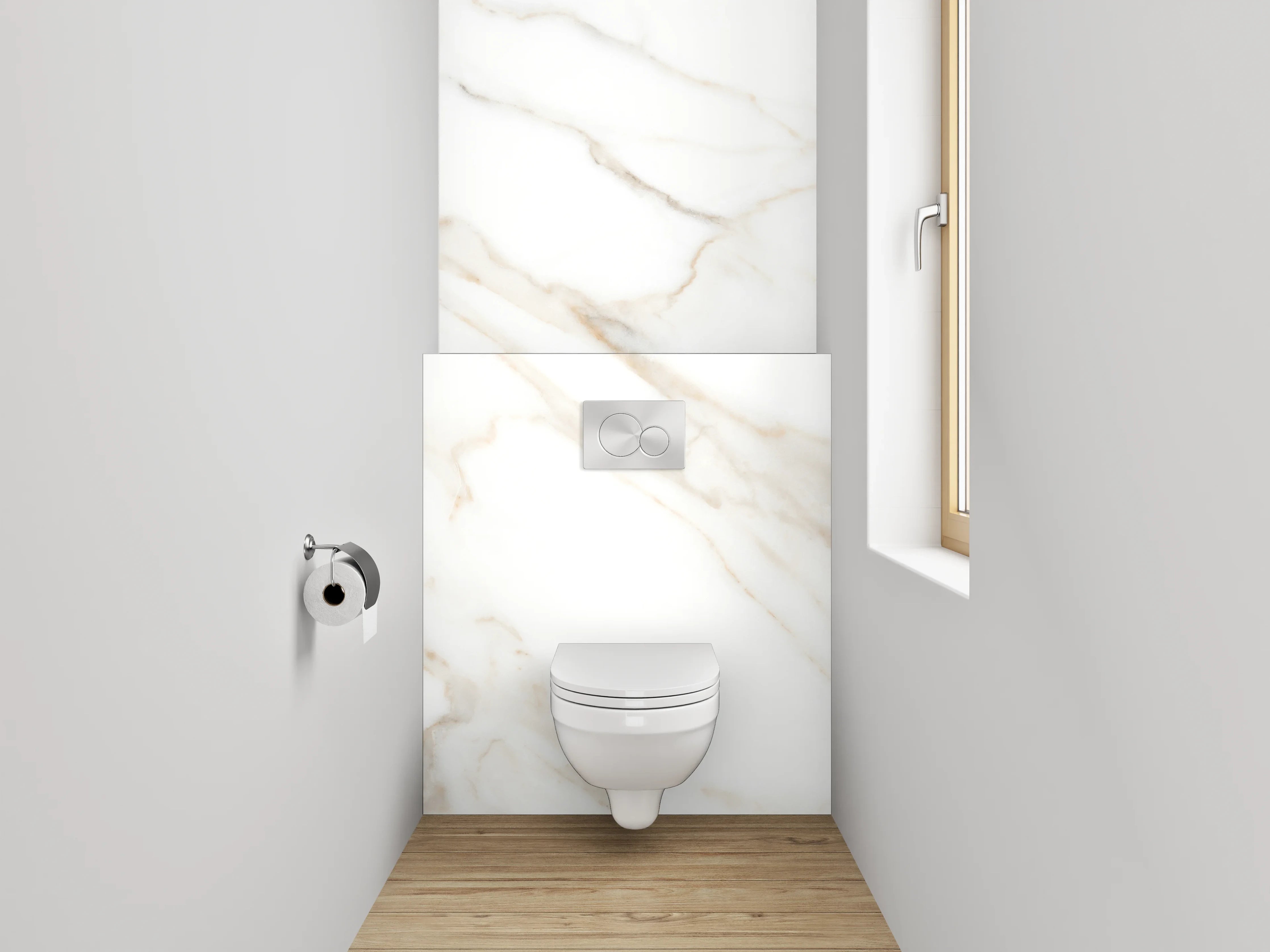 WC-Rückwand - Weißer Marmor mit dezenten grauen Maserungen