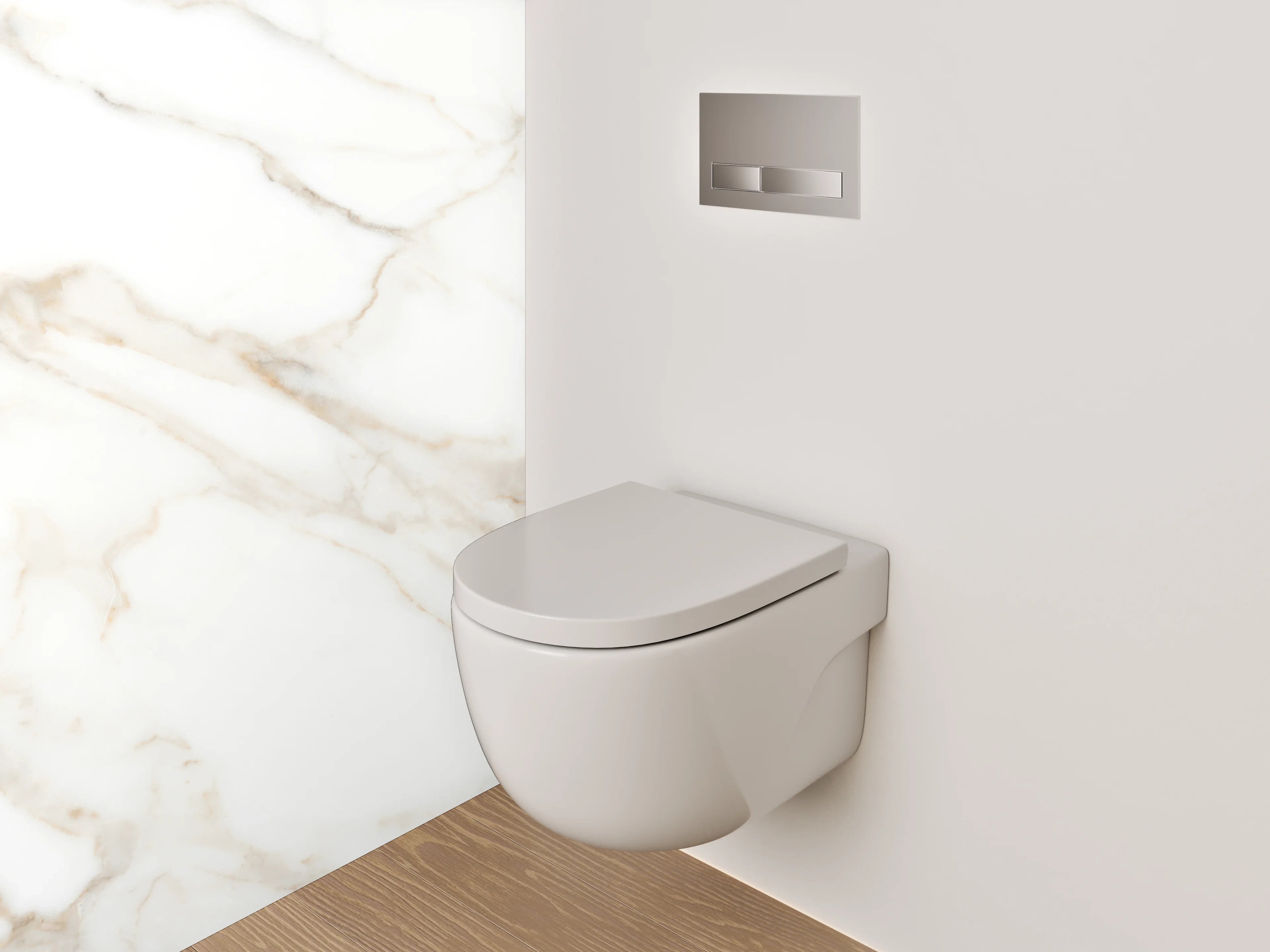 WC-Rückwand - Weißer Marmor mit dezenten grauen Maserungen