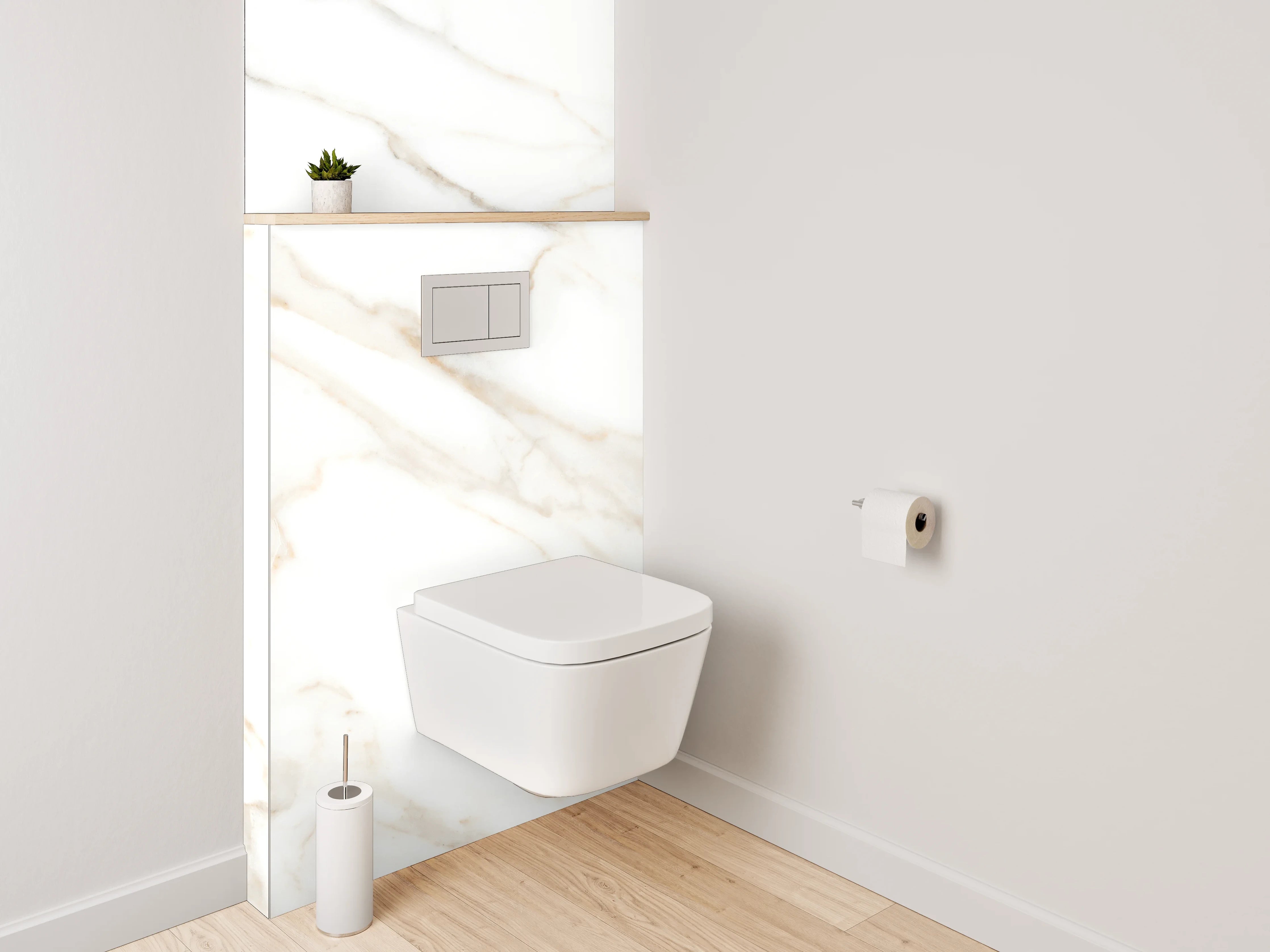 WC-Rückwand - Weißer Marmor mit dezenten grauen Maserungen