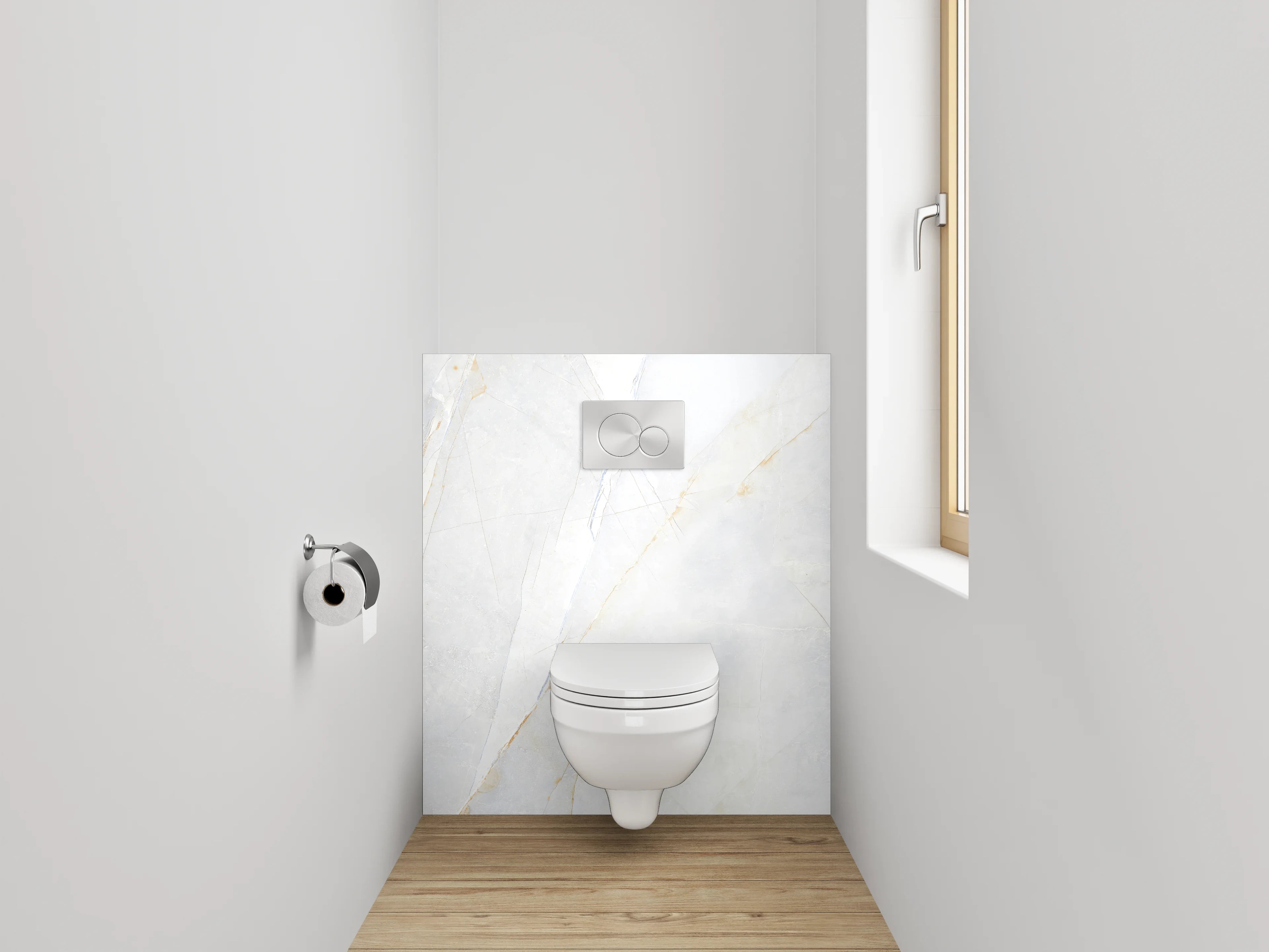 WC-Rückwand - Weißer Marmor mit dezenter Maserung