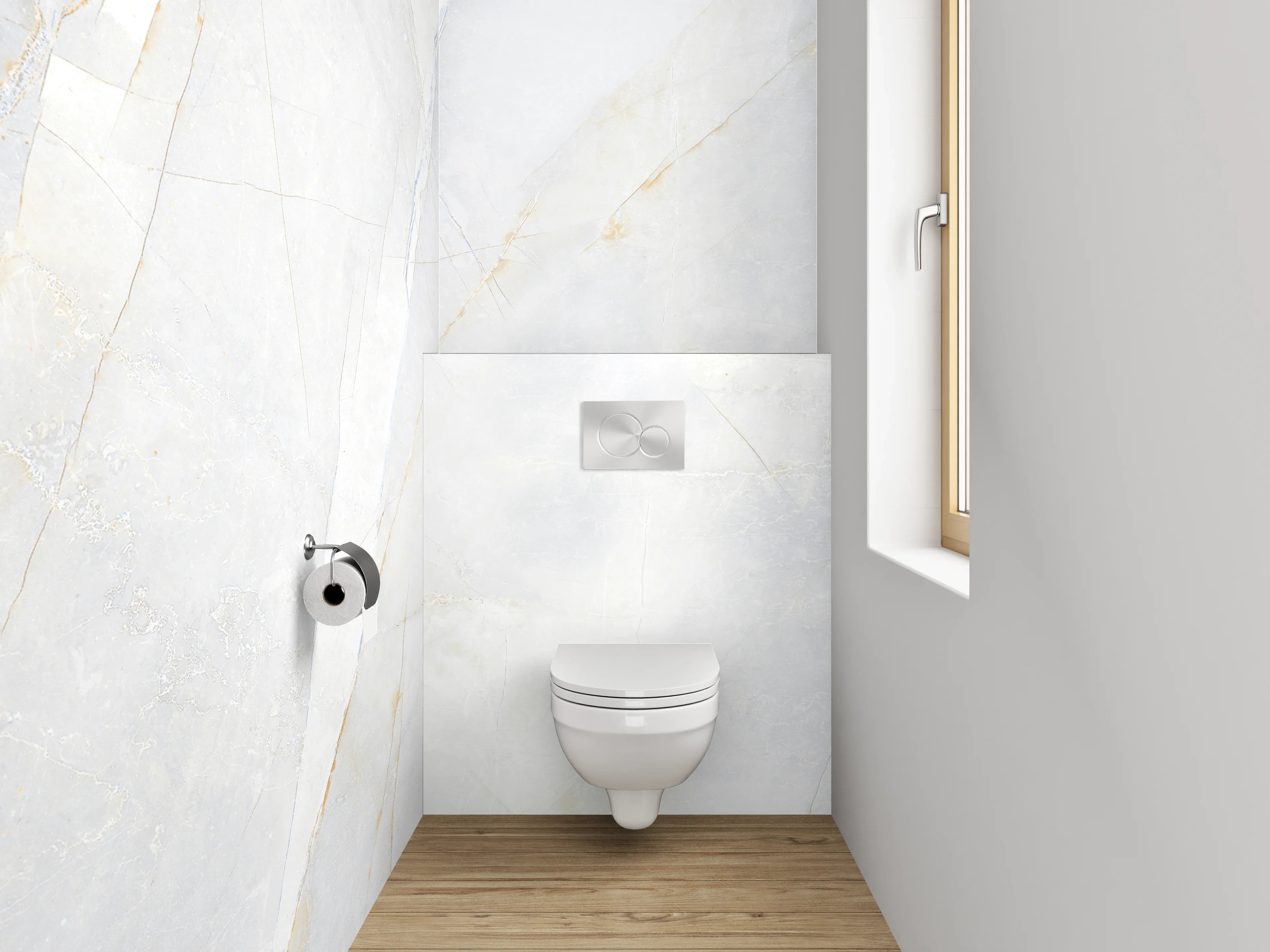 WC-Rückwand - Weißer Marmor mit dezenter Maserung