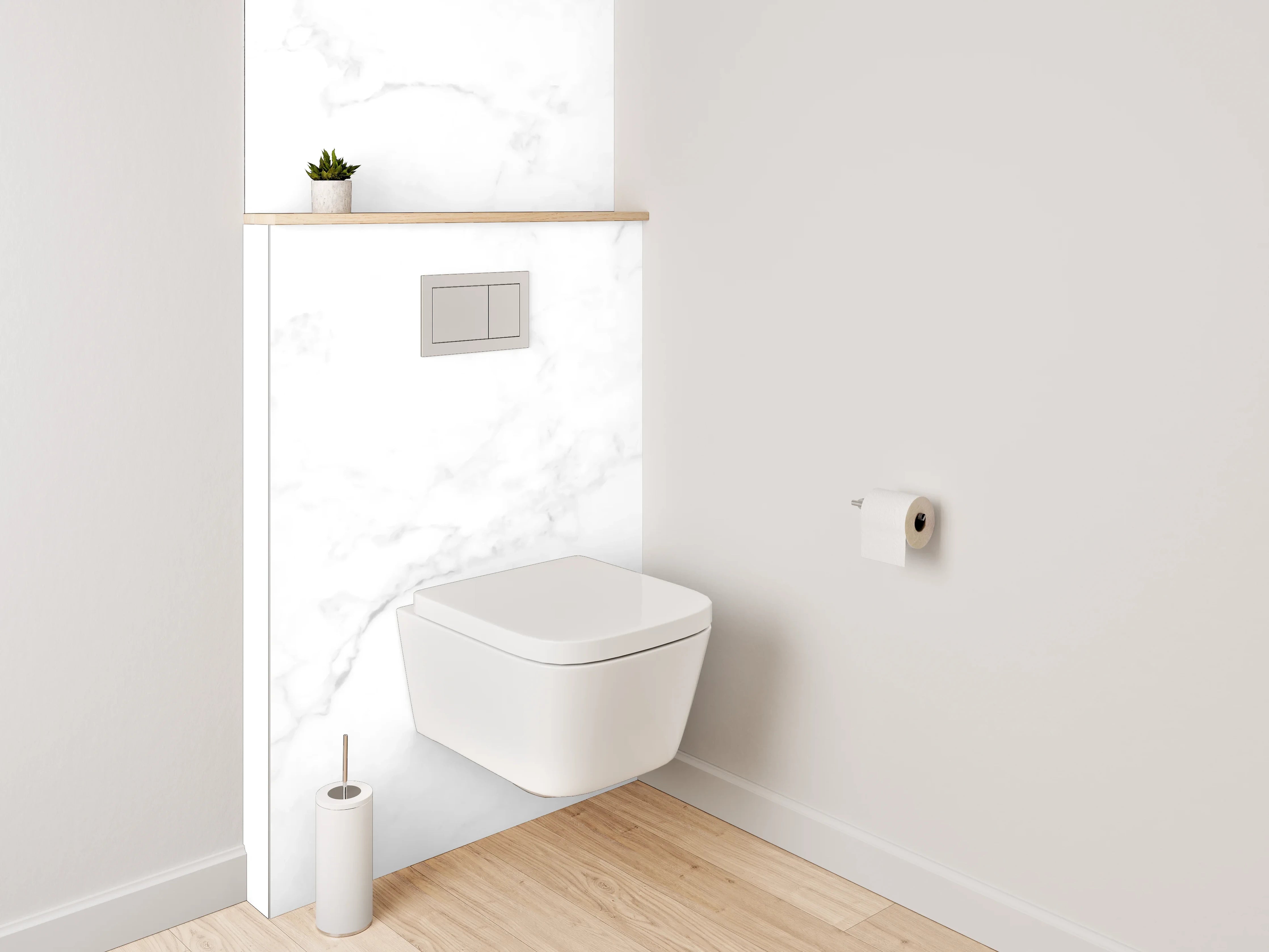 WC-Rückwand - Weißer Marmor mit feiner Maserung