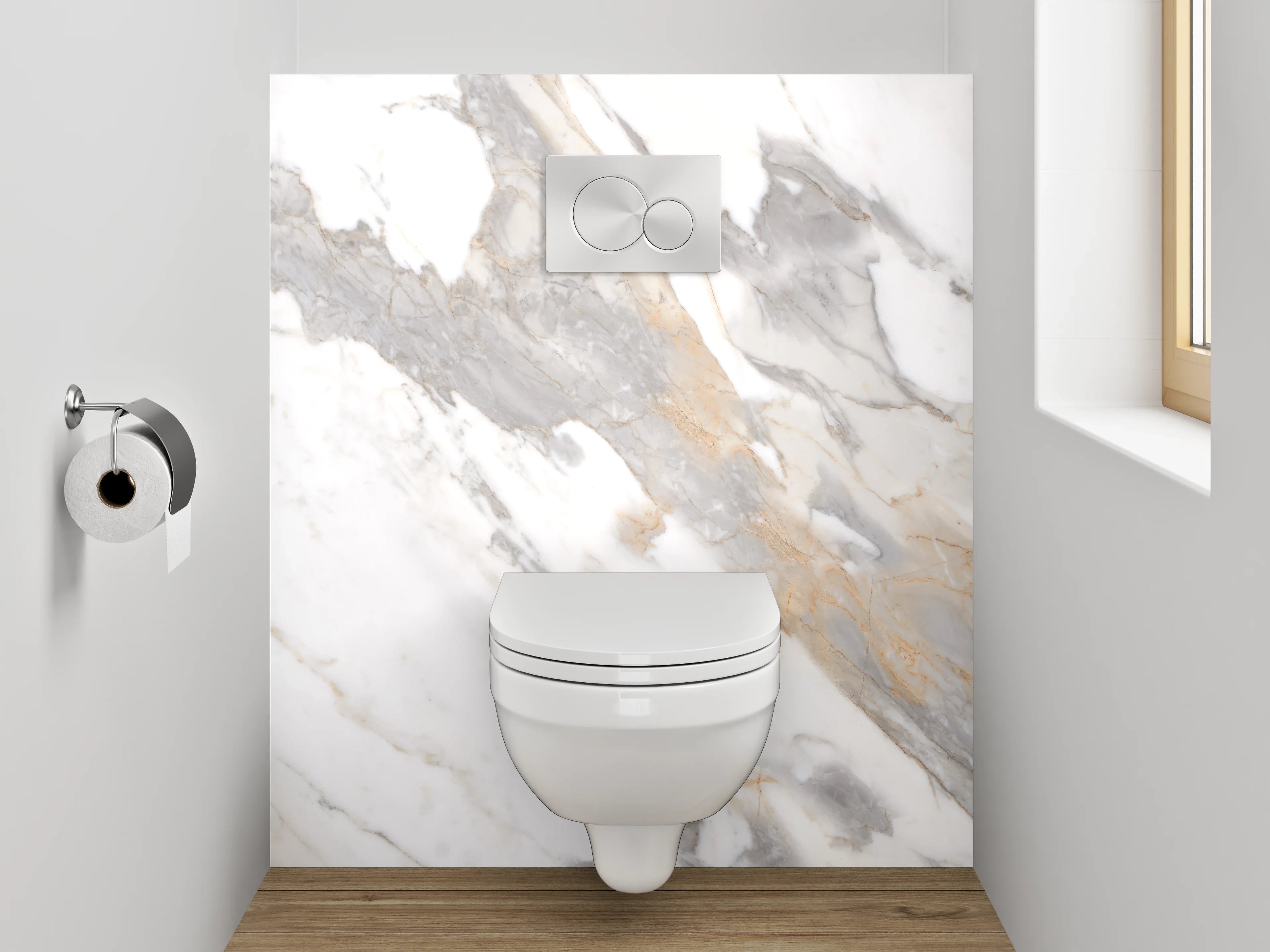 WC-Rückwand - Weißer Marmor mit grauen Adern