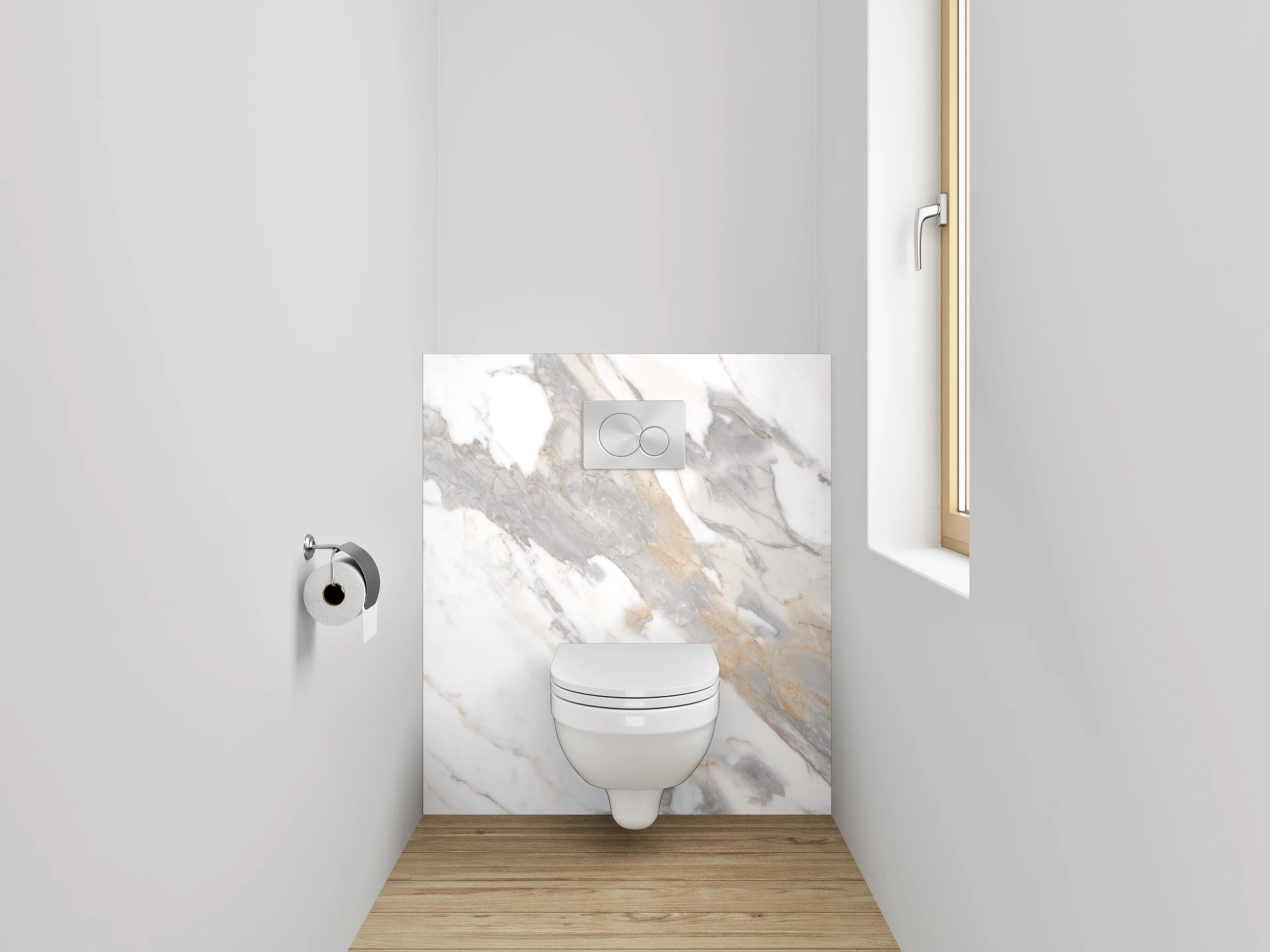 WC-Rückwand - Weißer Marmor mit grauen Adern