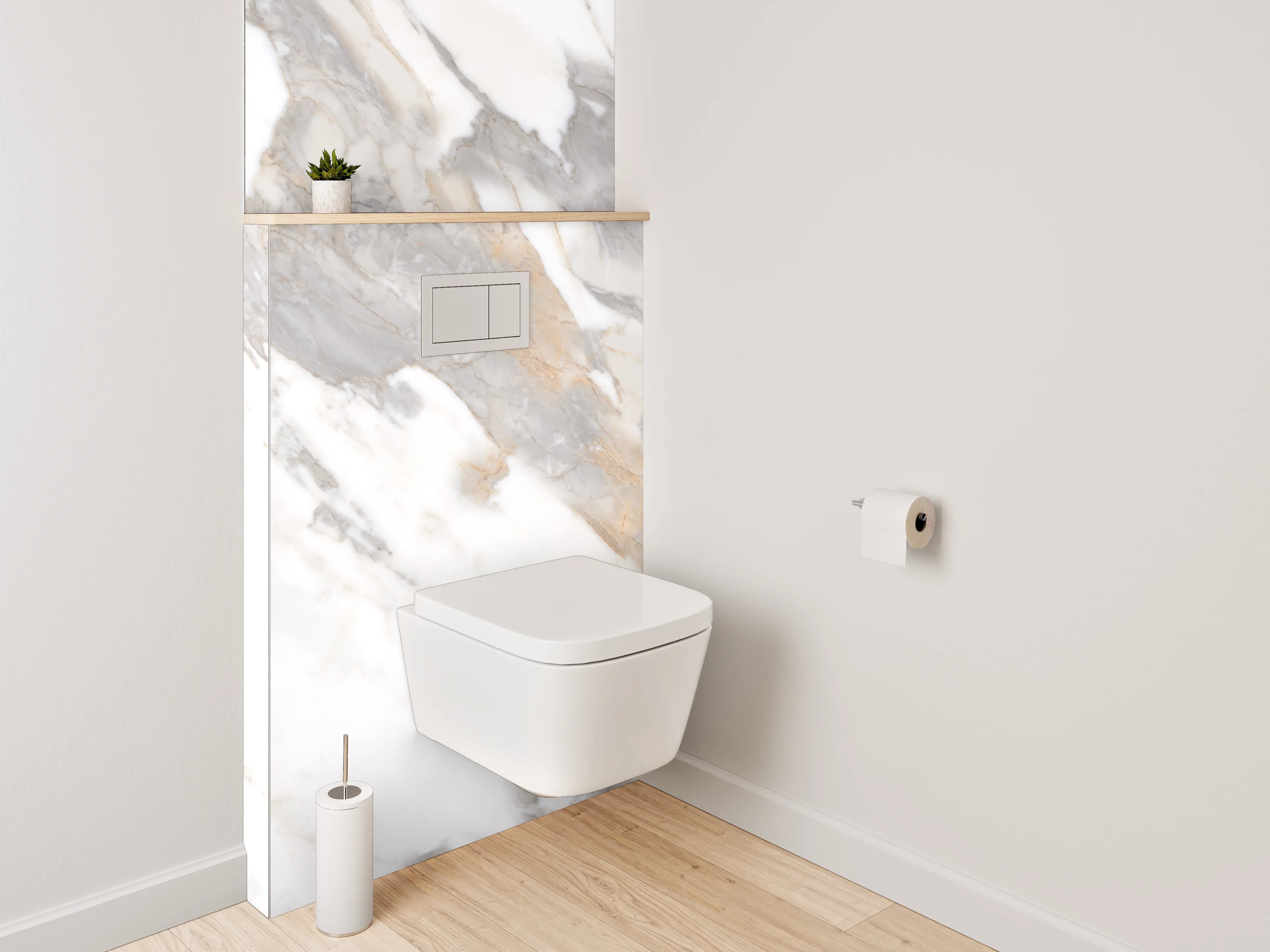 WC-Rückwand - Weißer Marmor mit grauen Adern