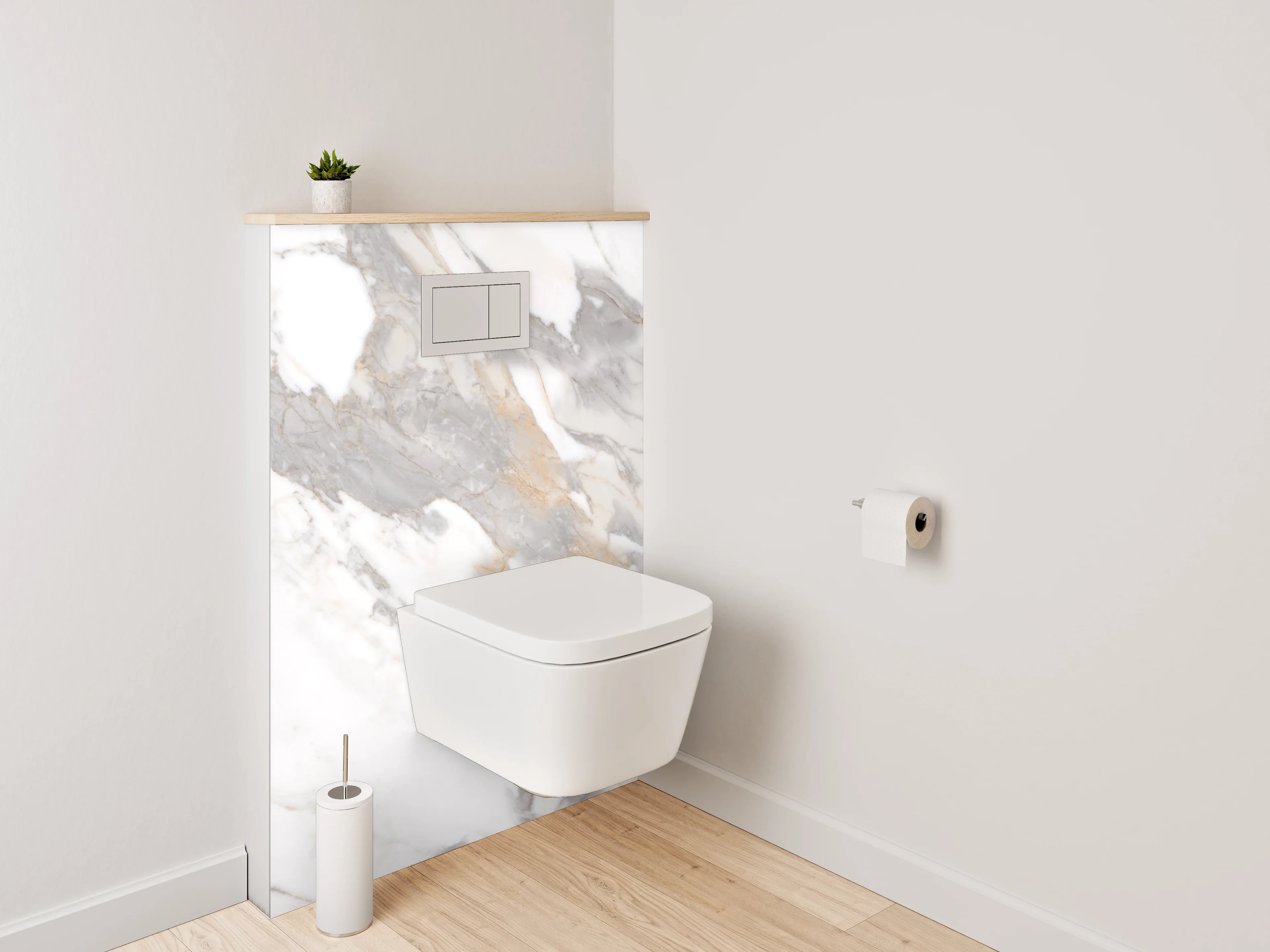 WC-Rückwand - Weißer Marmor mit grauen Adern