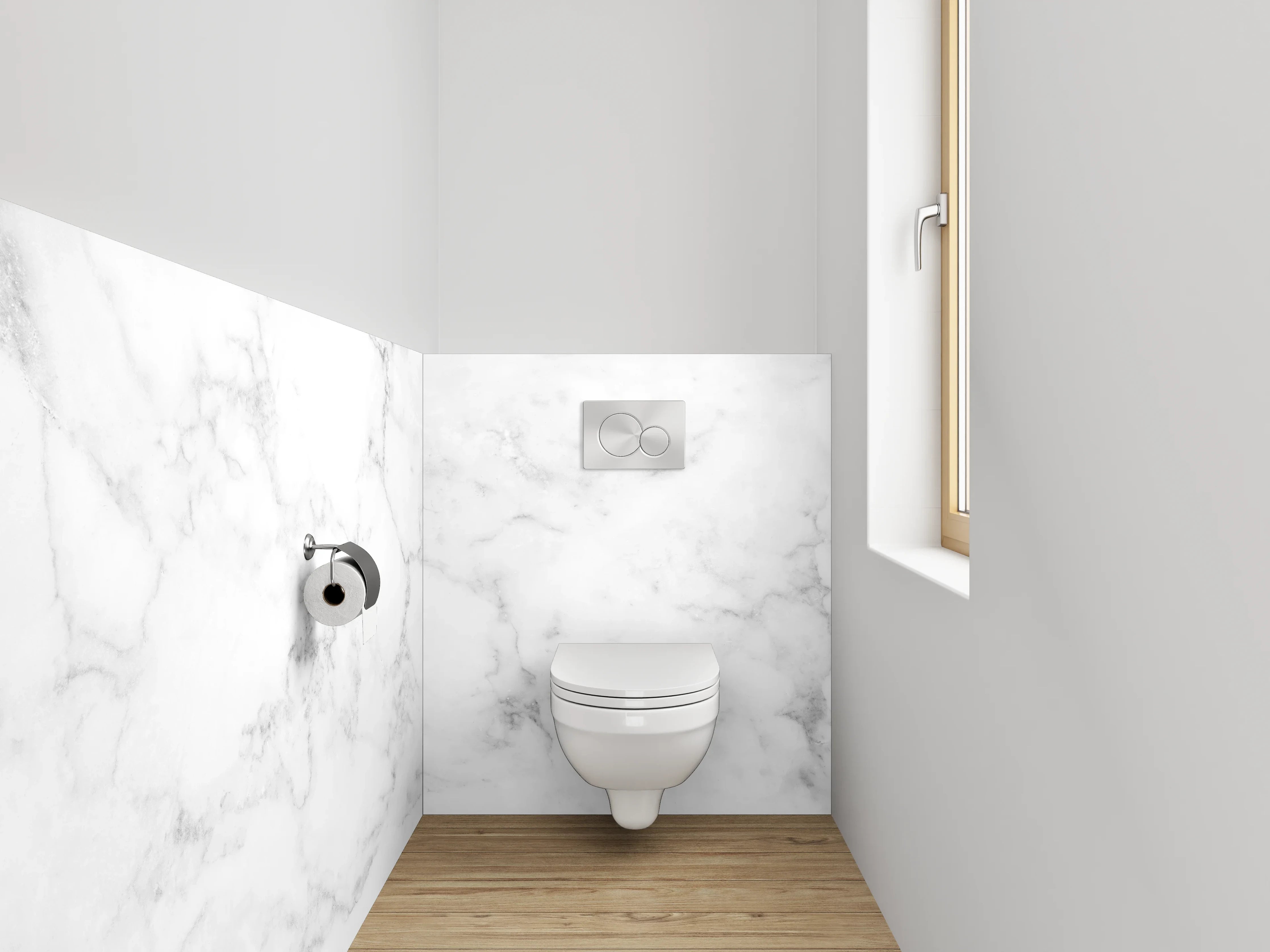 WC-Rückwand - Weißer Marmor mit grauen Akzenten