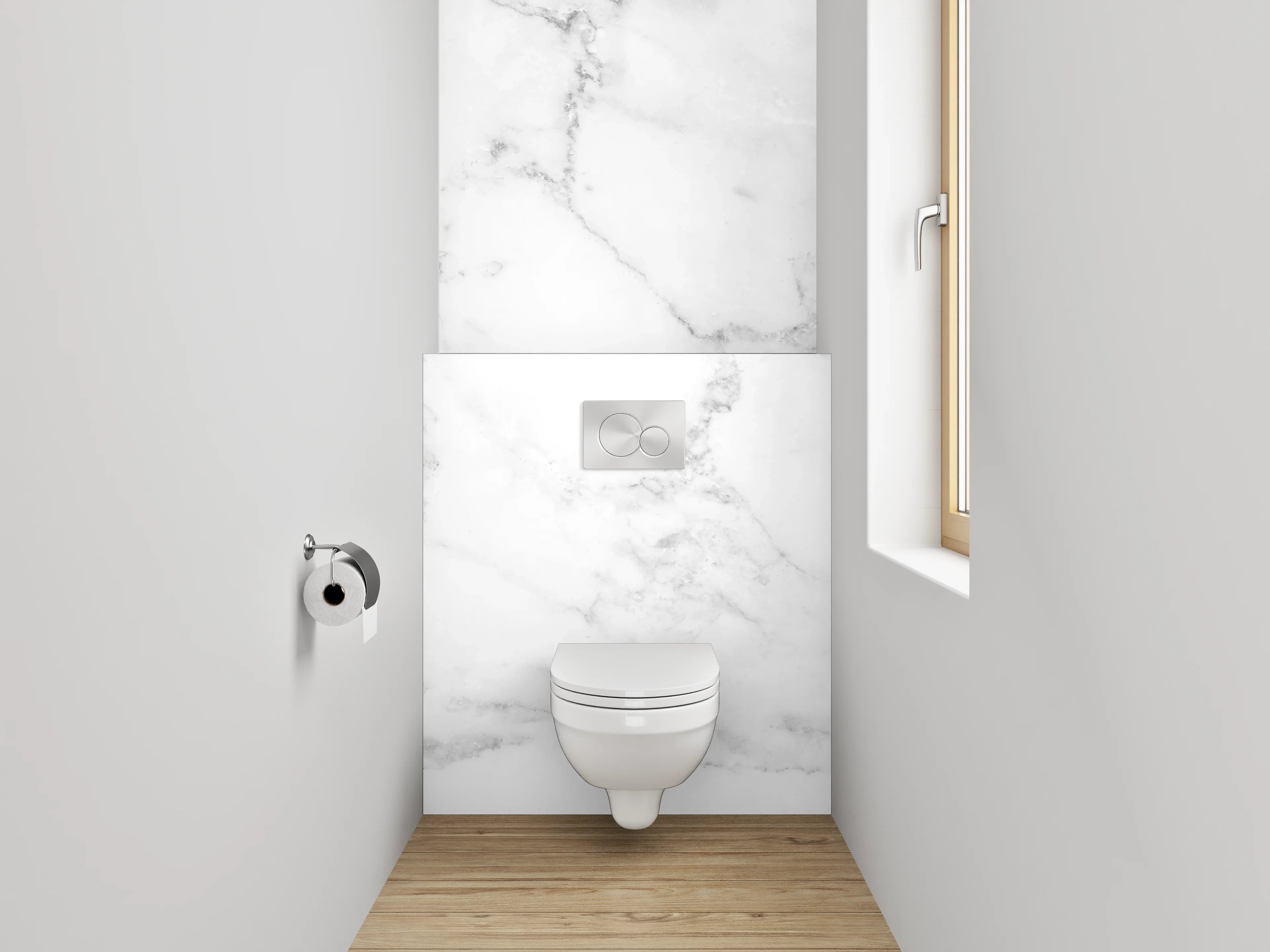 WC-Rückwand - Weißer Marmor mit grauen Akzenten