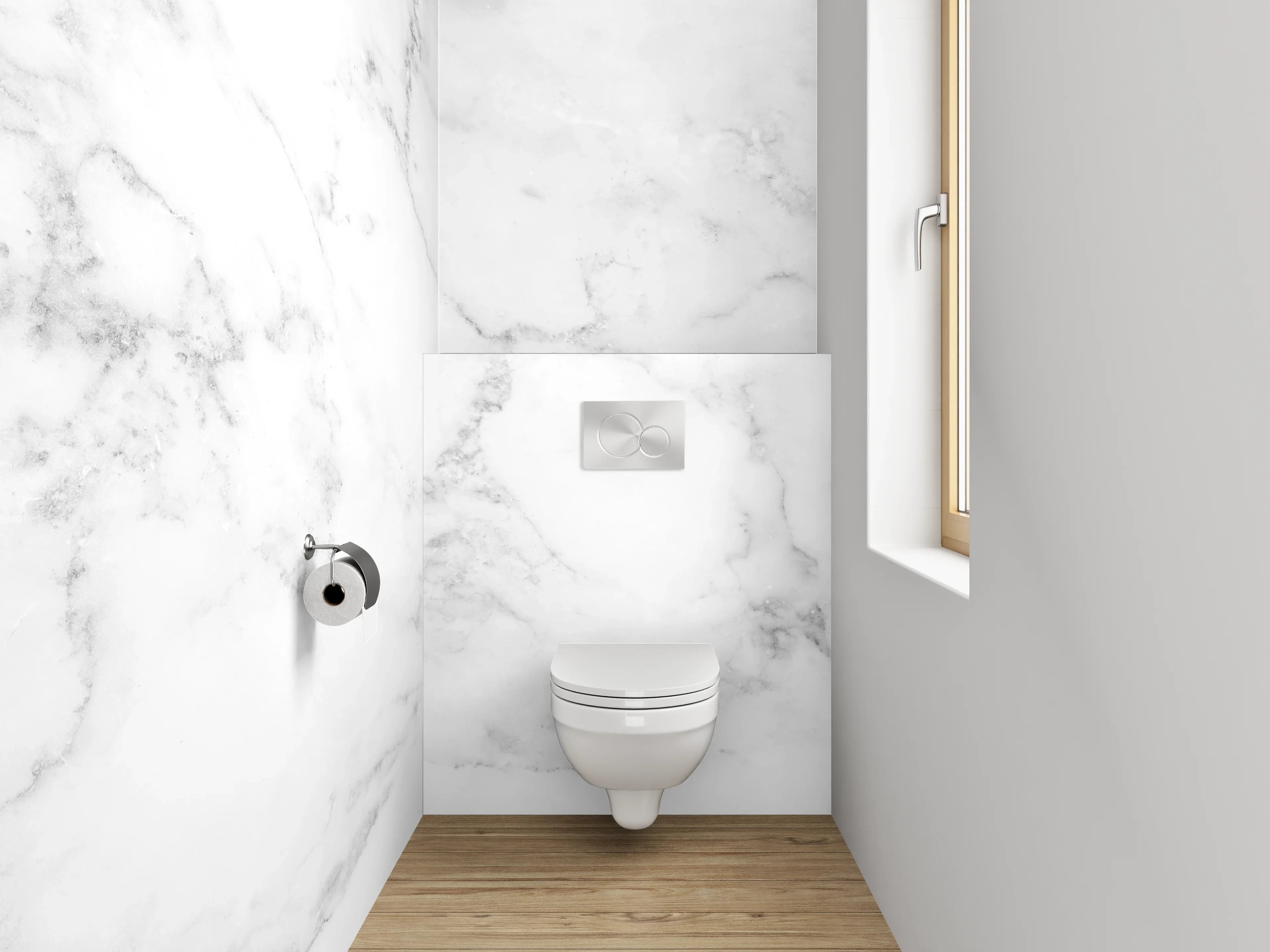 WC-Rückwand - Weißer Marmor mit grauen Akzenten