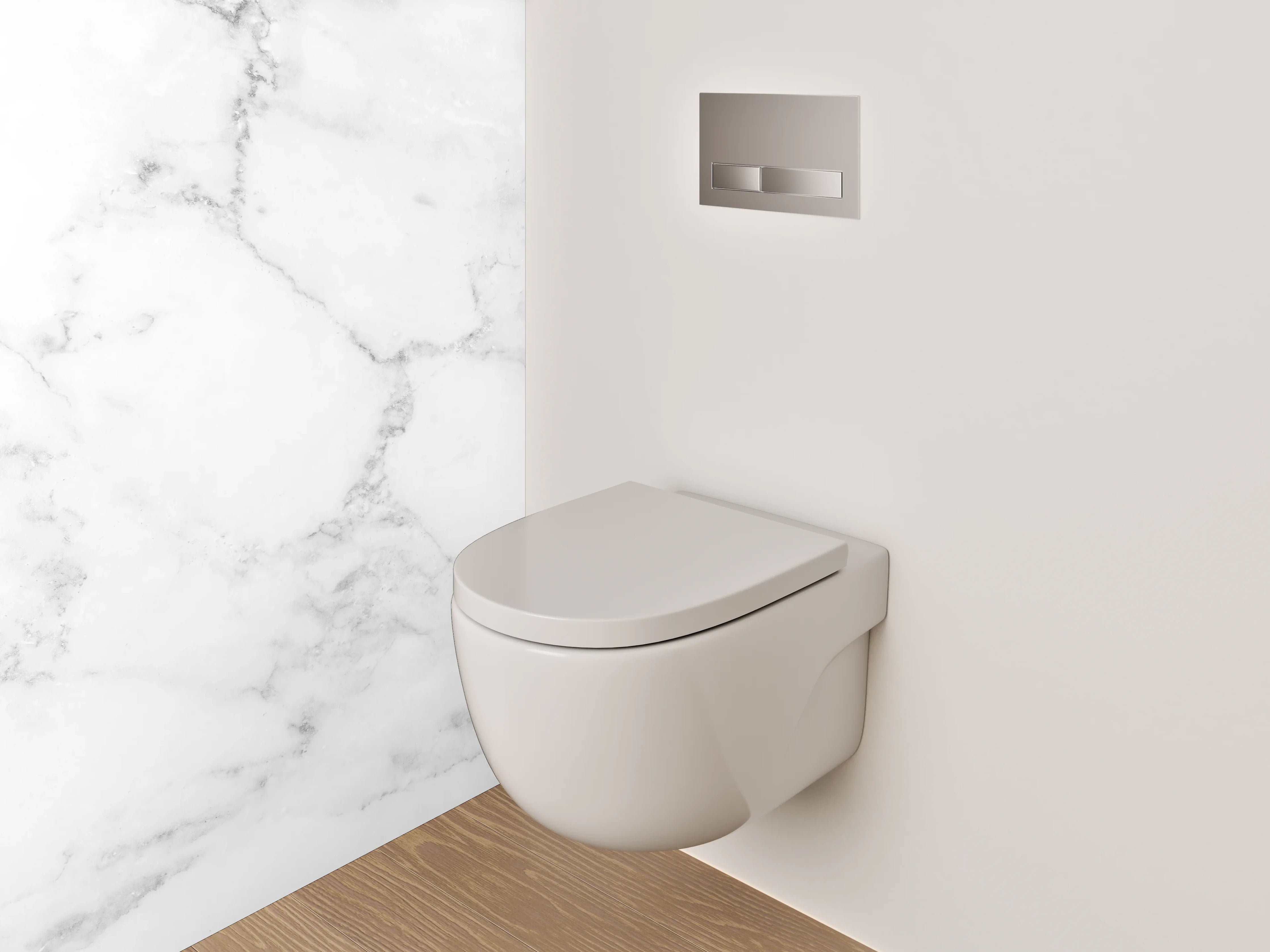 WC-Rückwand - Weißer Marmor mit grauen Akzenten