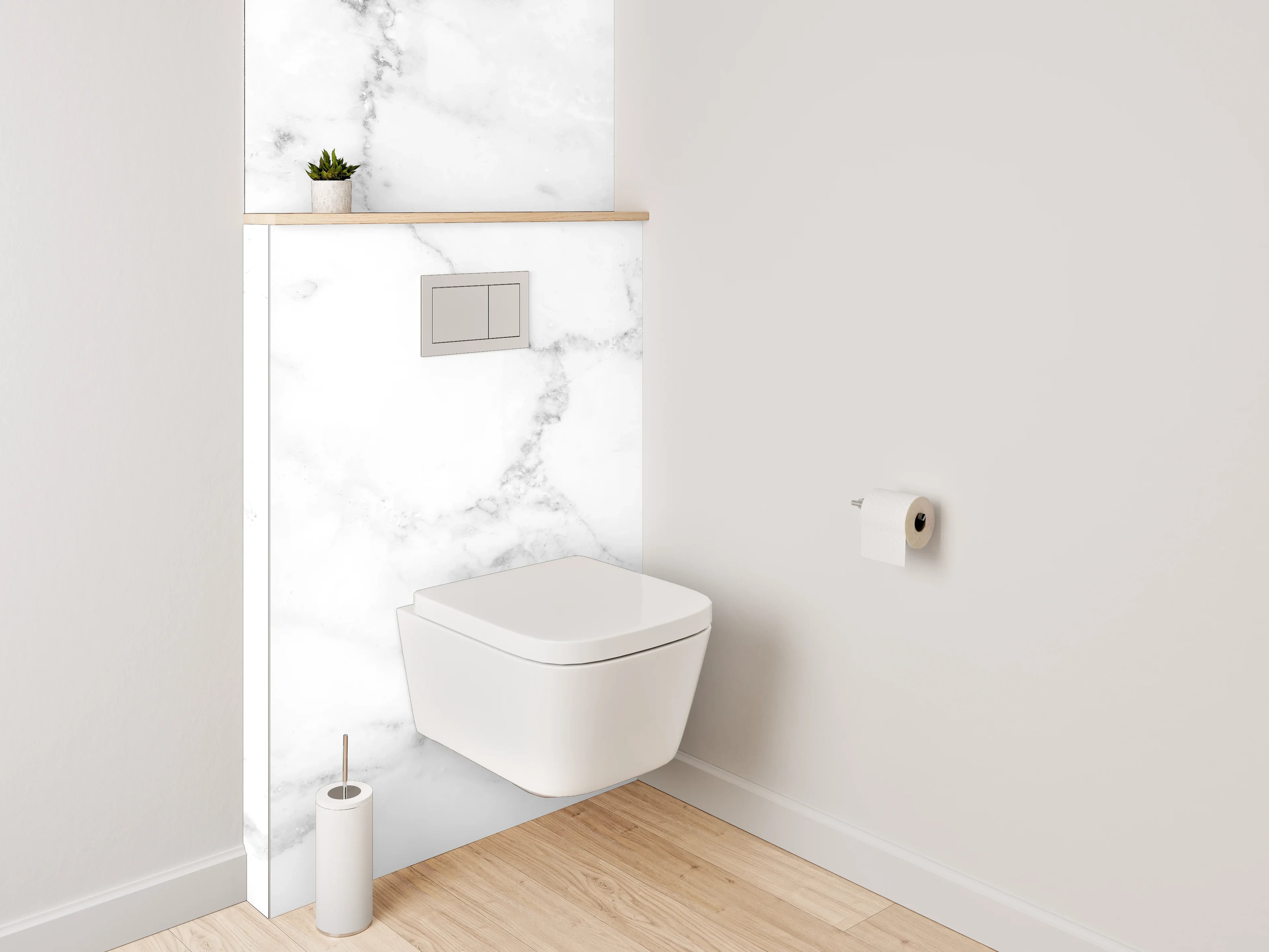 WC-Rückwand - Weißer Marmor mit grauen Akzenten