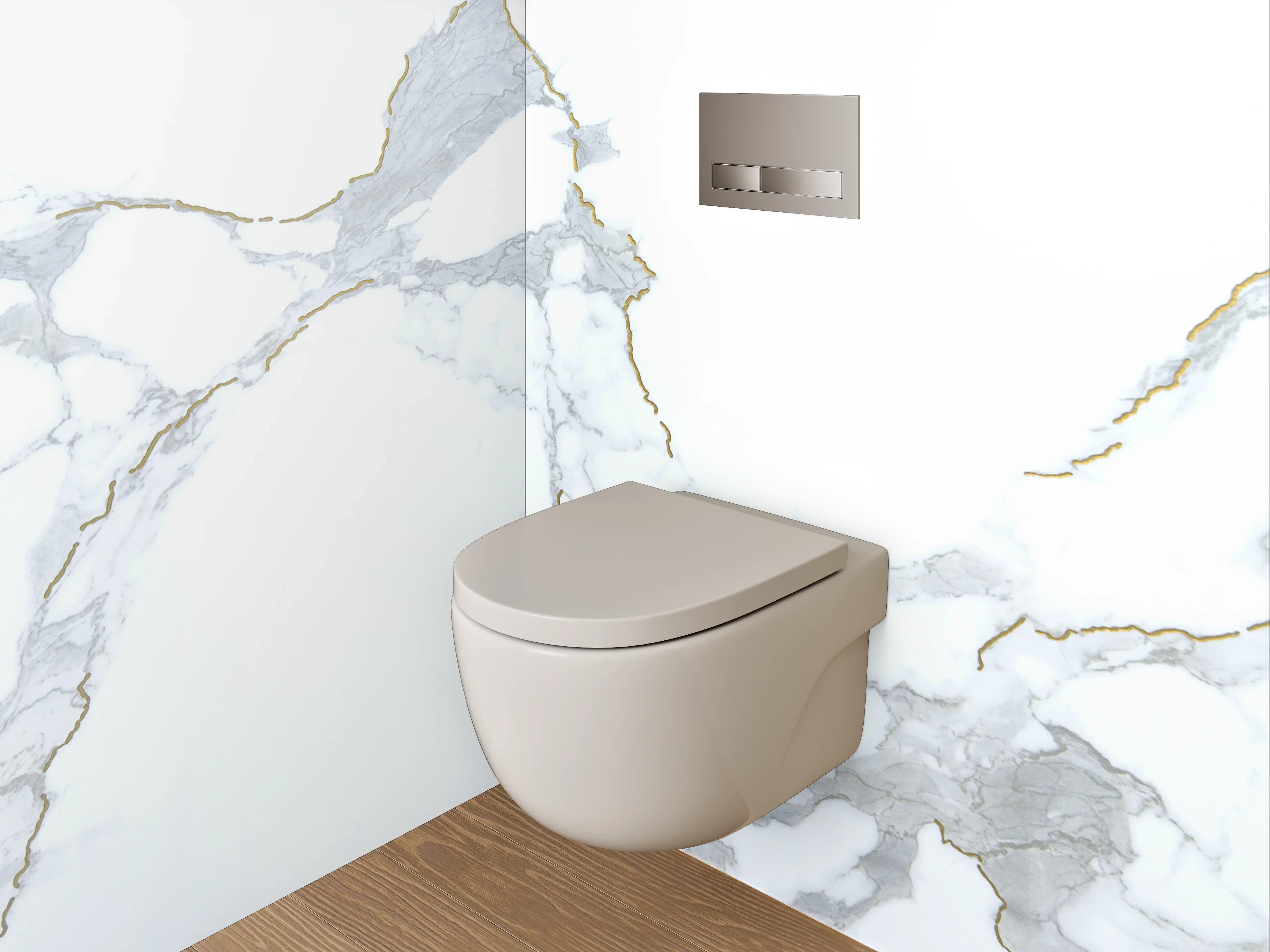 WC-Rückwand - Weißer Marmor mit grauen Maserungen