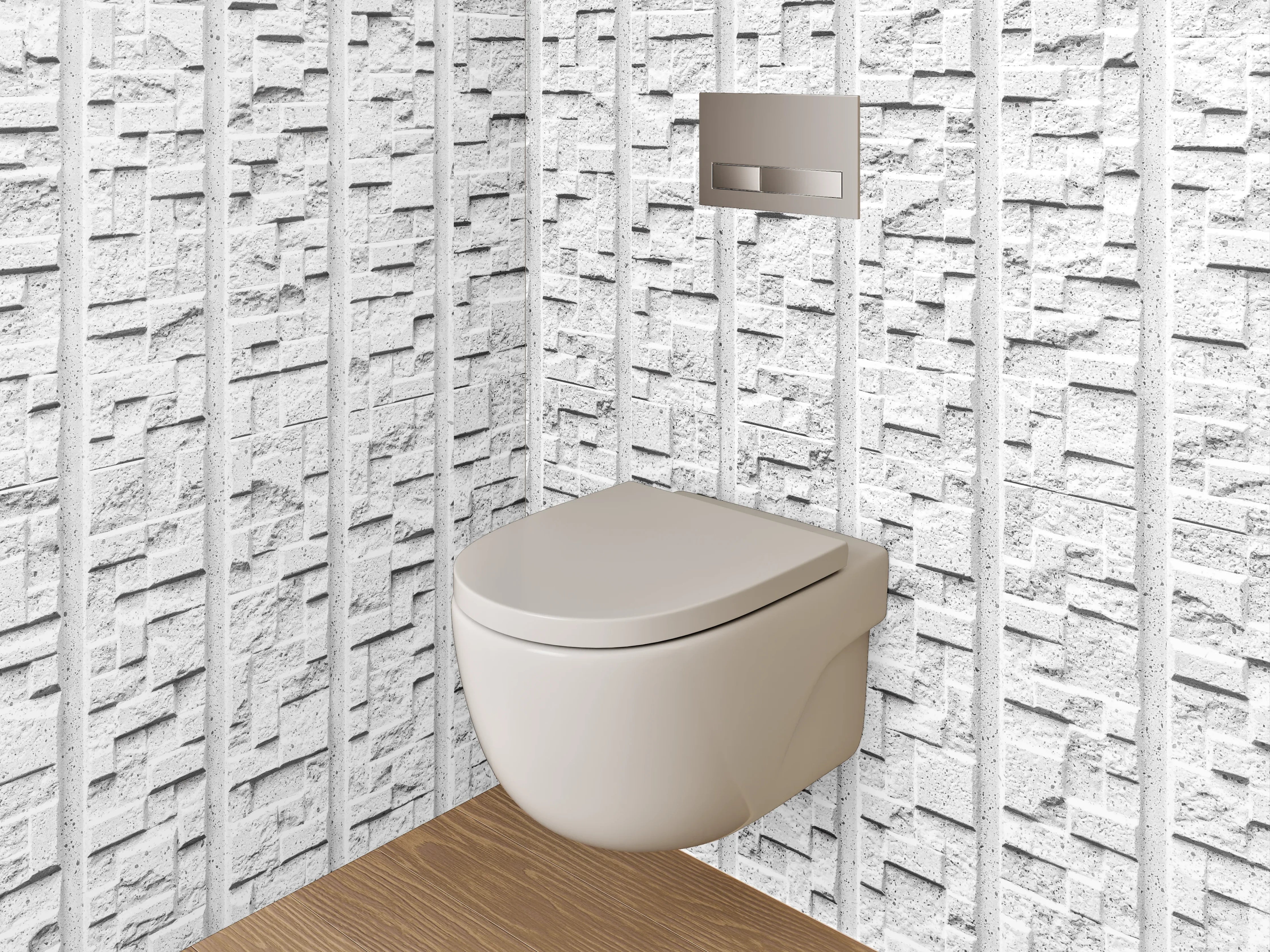 WC-Rückwand - Weißes Mauerbild mit strukturierter Oberfläche