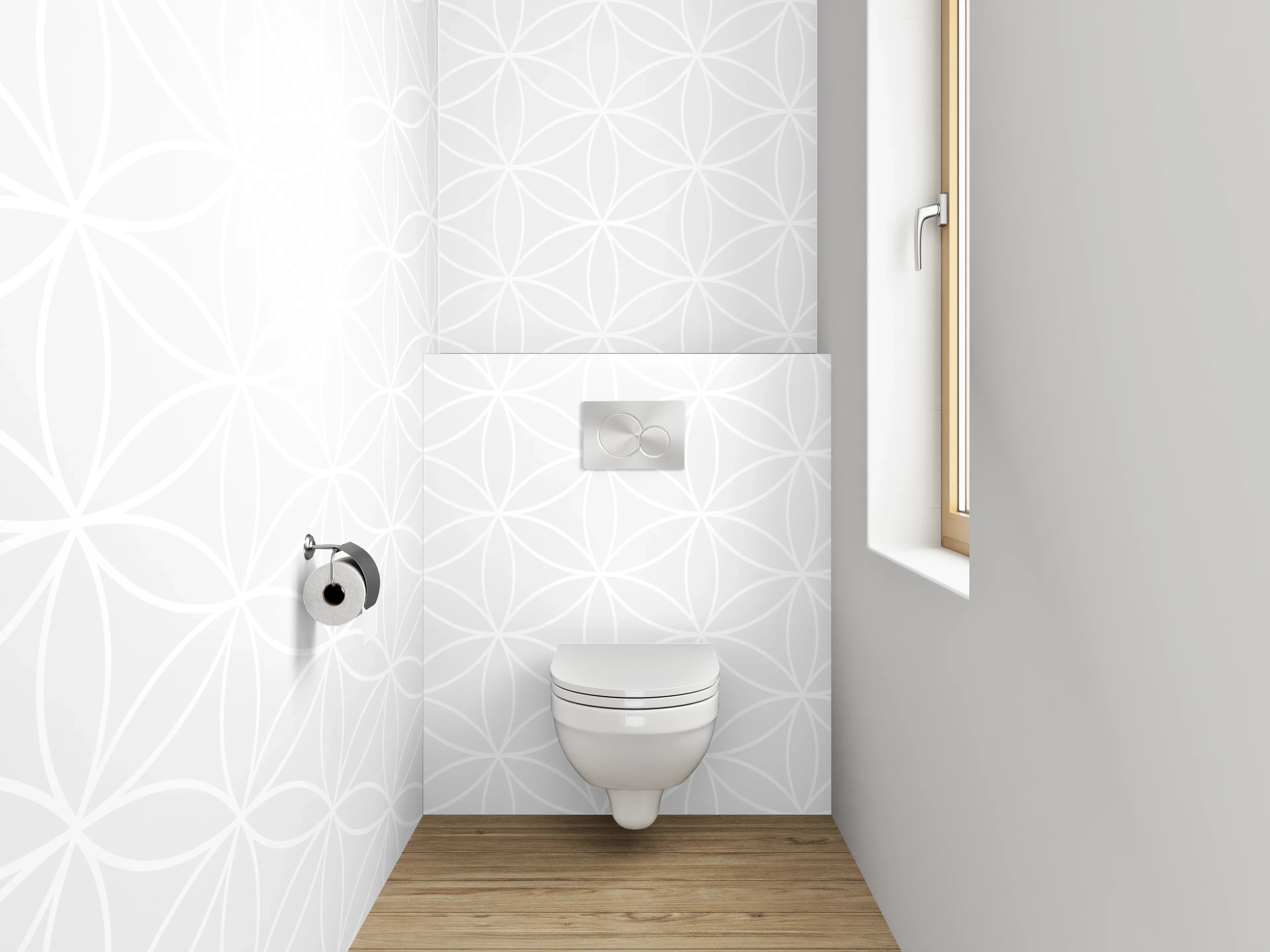 WC-Rückwand - Weißes geometrisches Muster Wanddekor