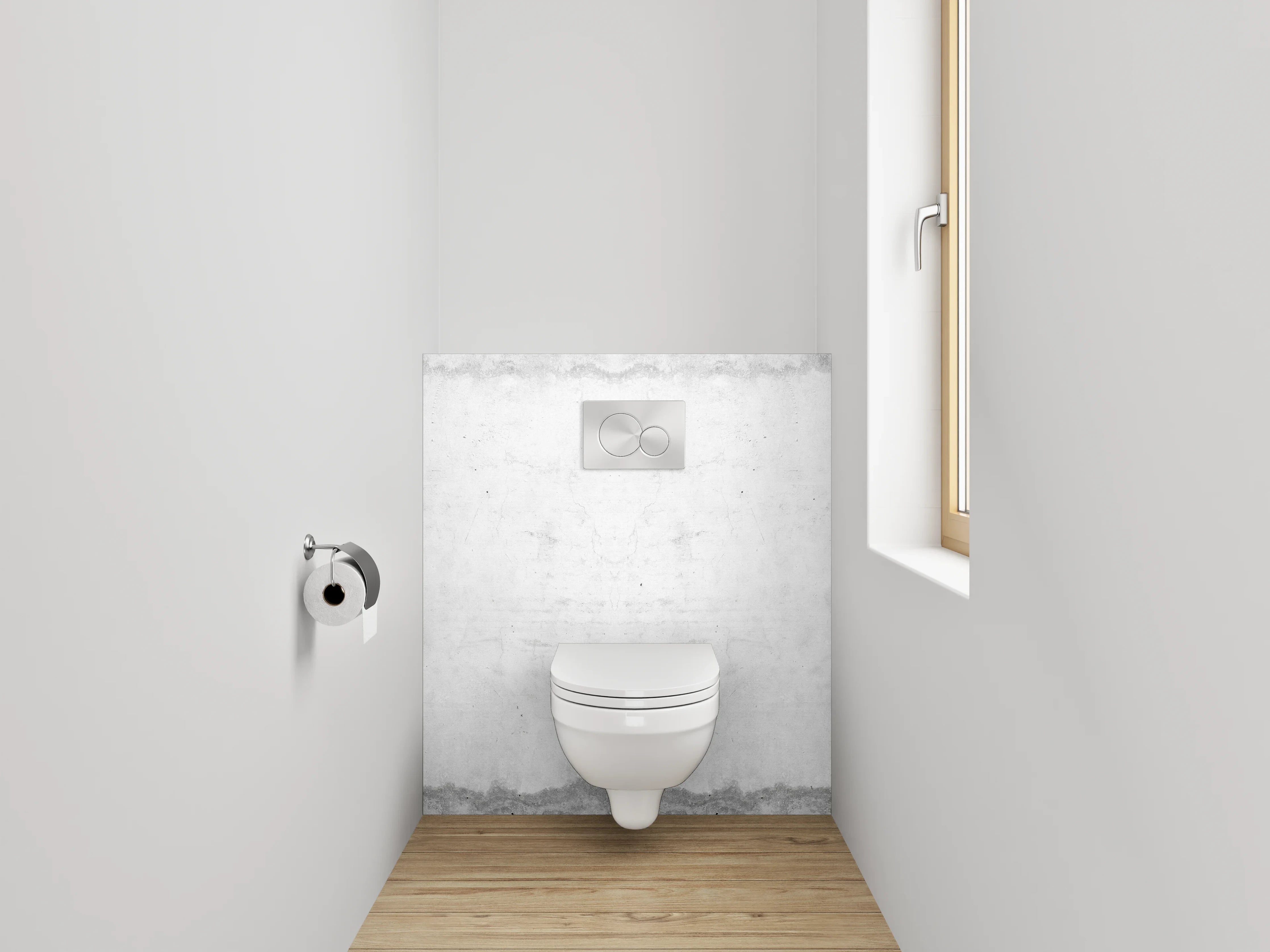WC-Rückwand - Weißgraue Beton-Design Wandverkleidung