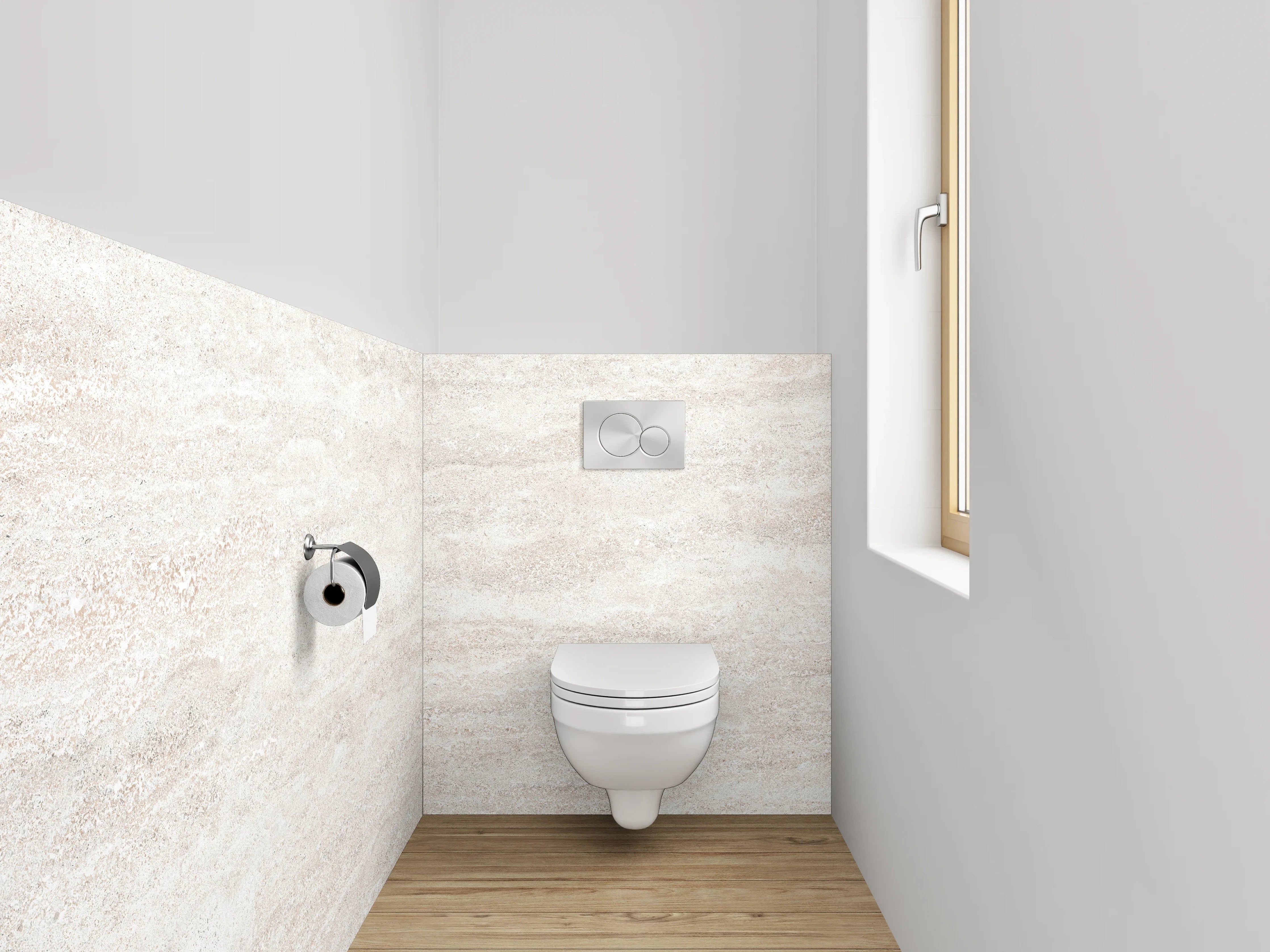 WC-Rückwand - Weißgraue Marmor-Ästhetik