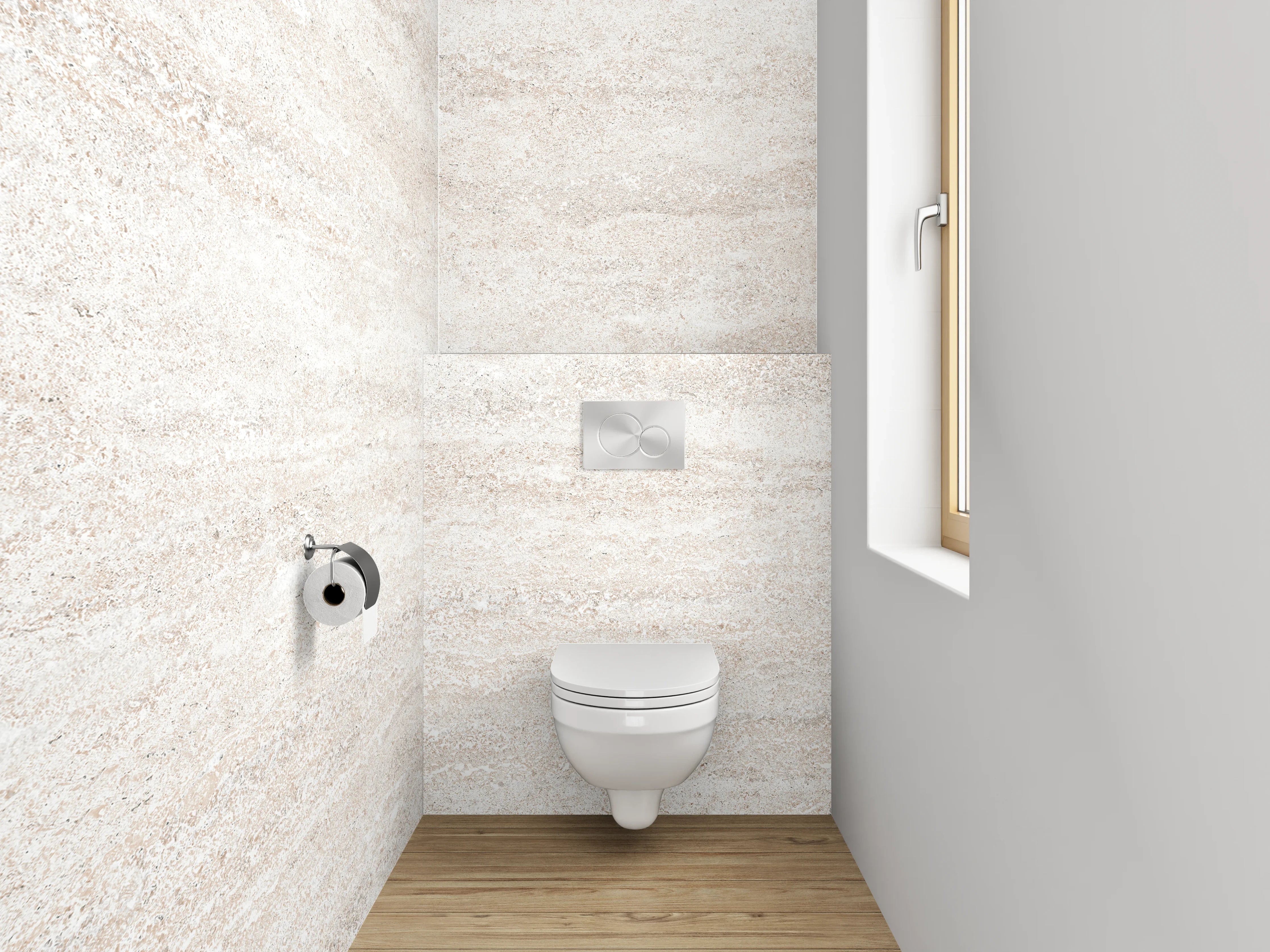 WC-Rückwand - Weißgraue Marmor-Ästhetik