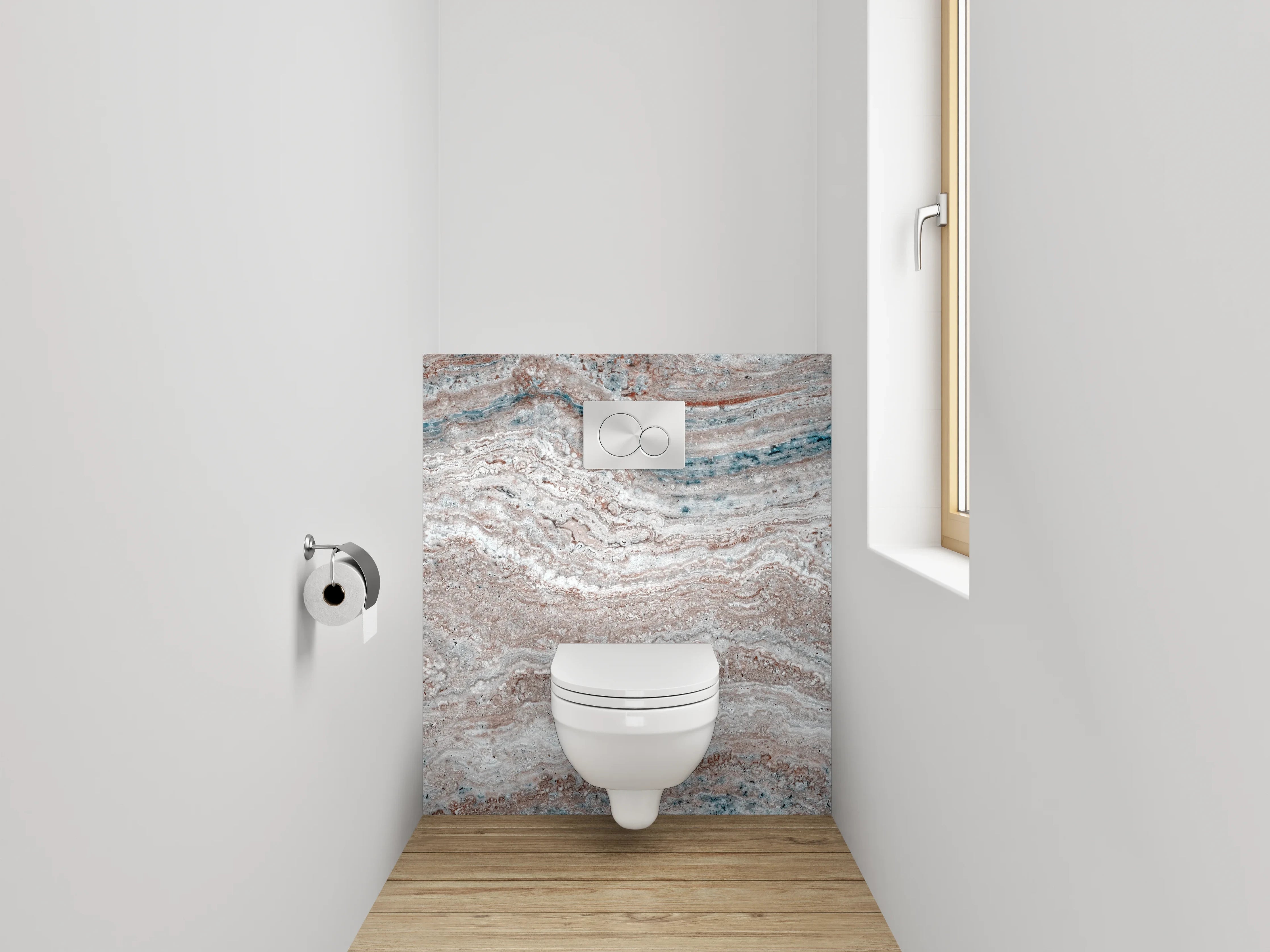 WC-Rückwand - Weißgraue Marmor-Optik Streifenmuster