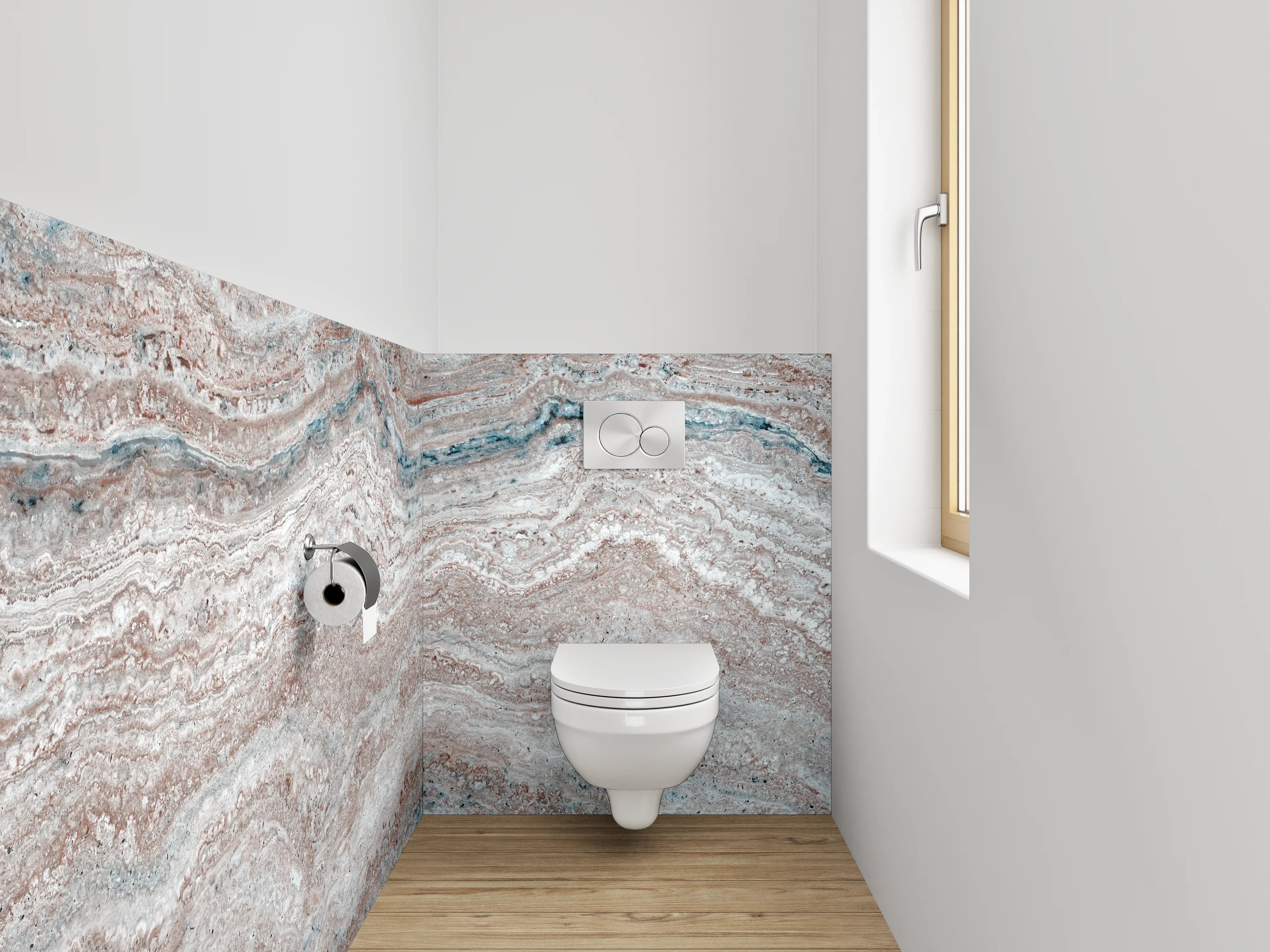 WC-Rückwand - Weißgraue Marmor-Optik Streifenmuster