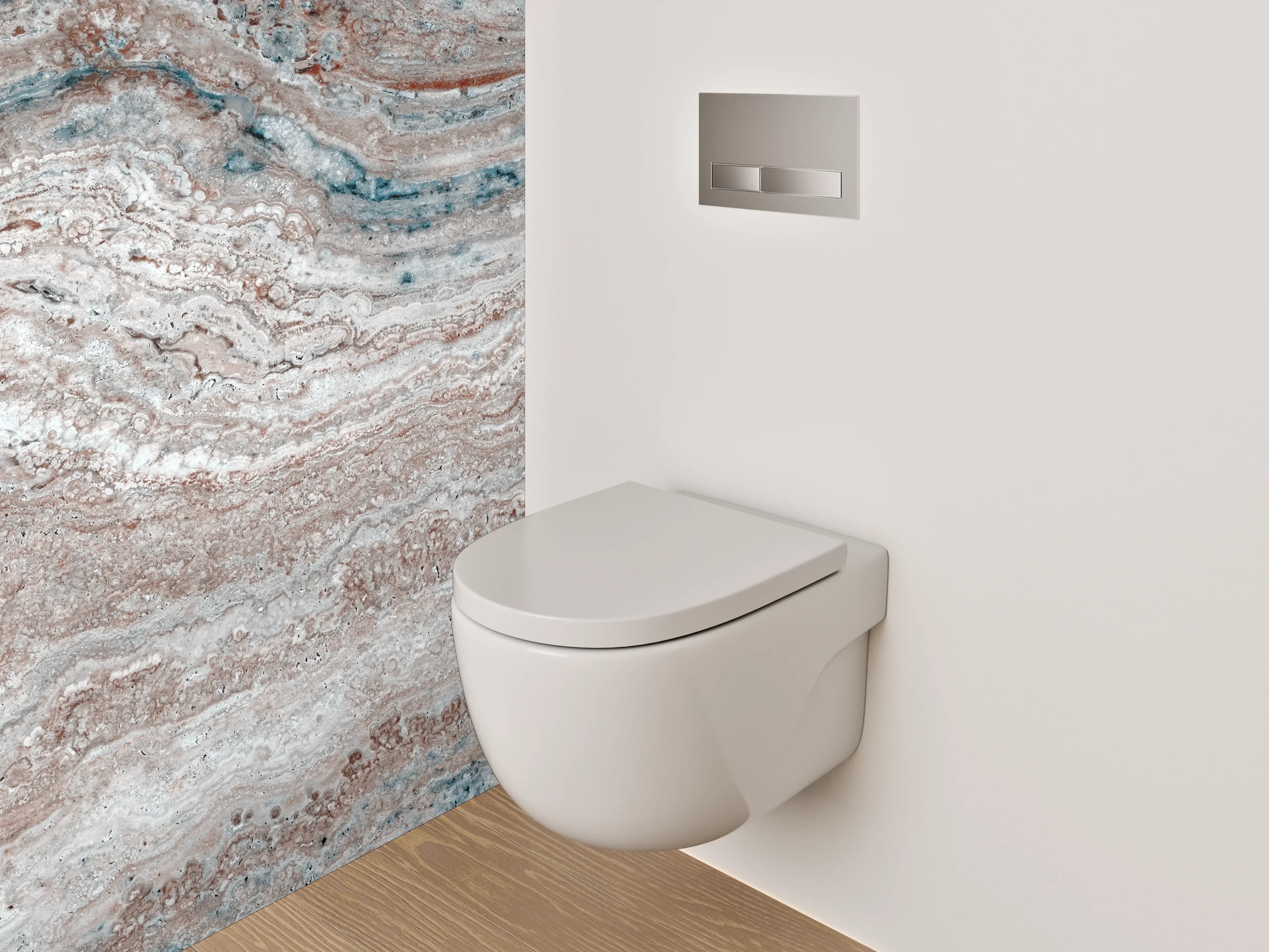 WC-Rückwand - Weißgraue Marmor-Optik Streifenmuster