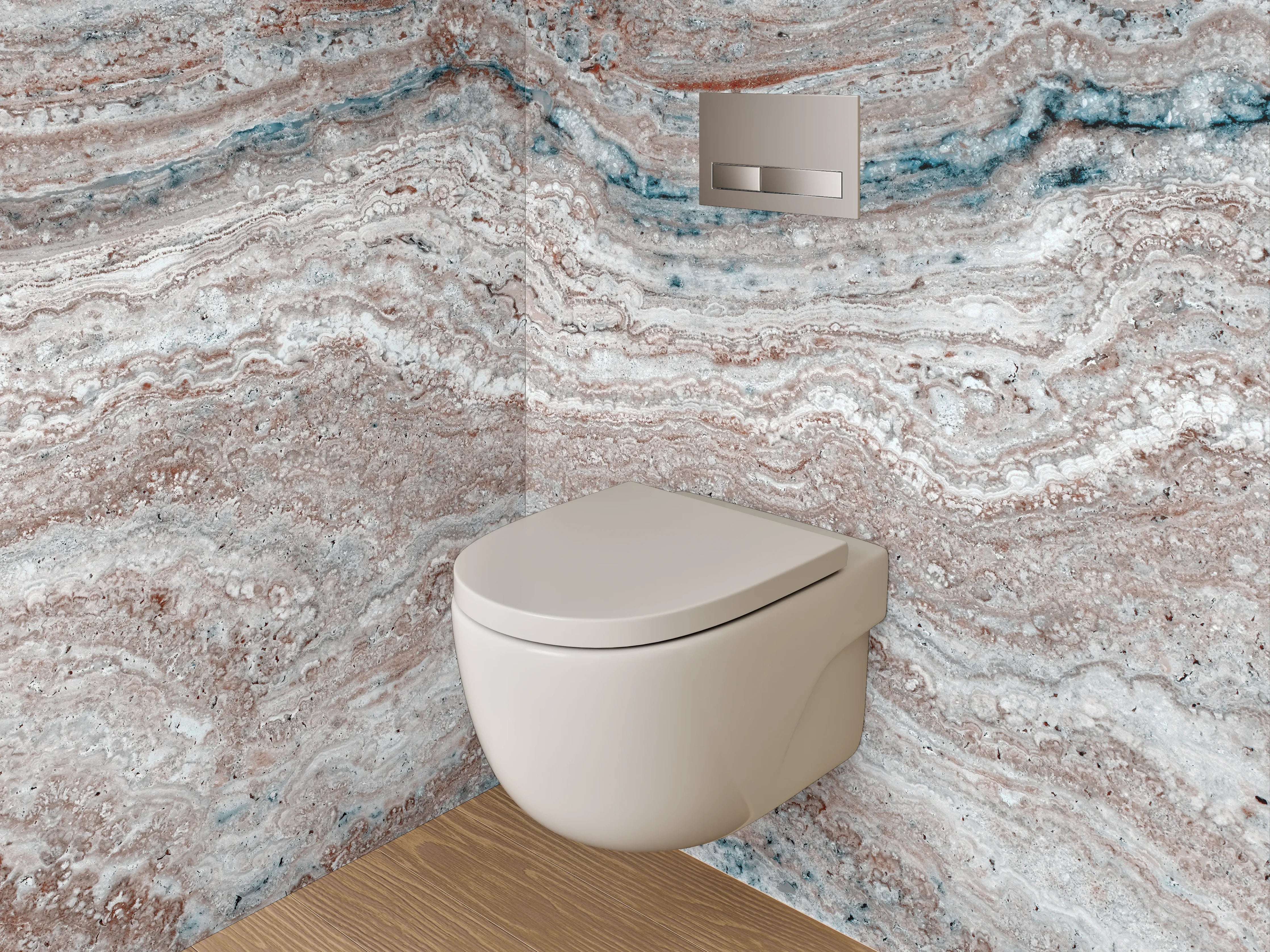WC-Rückwand - Weißgraue Marmor-Optik Streifenmuster