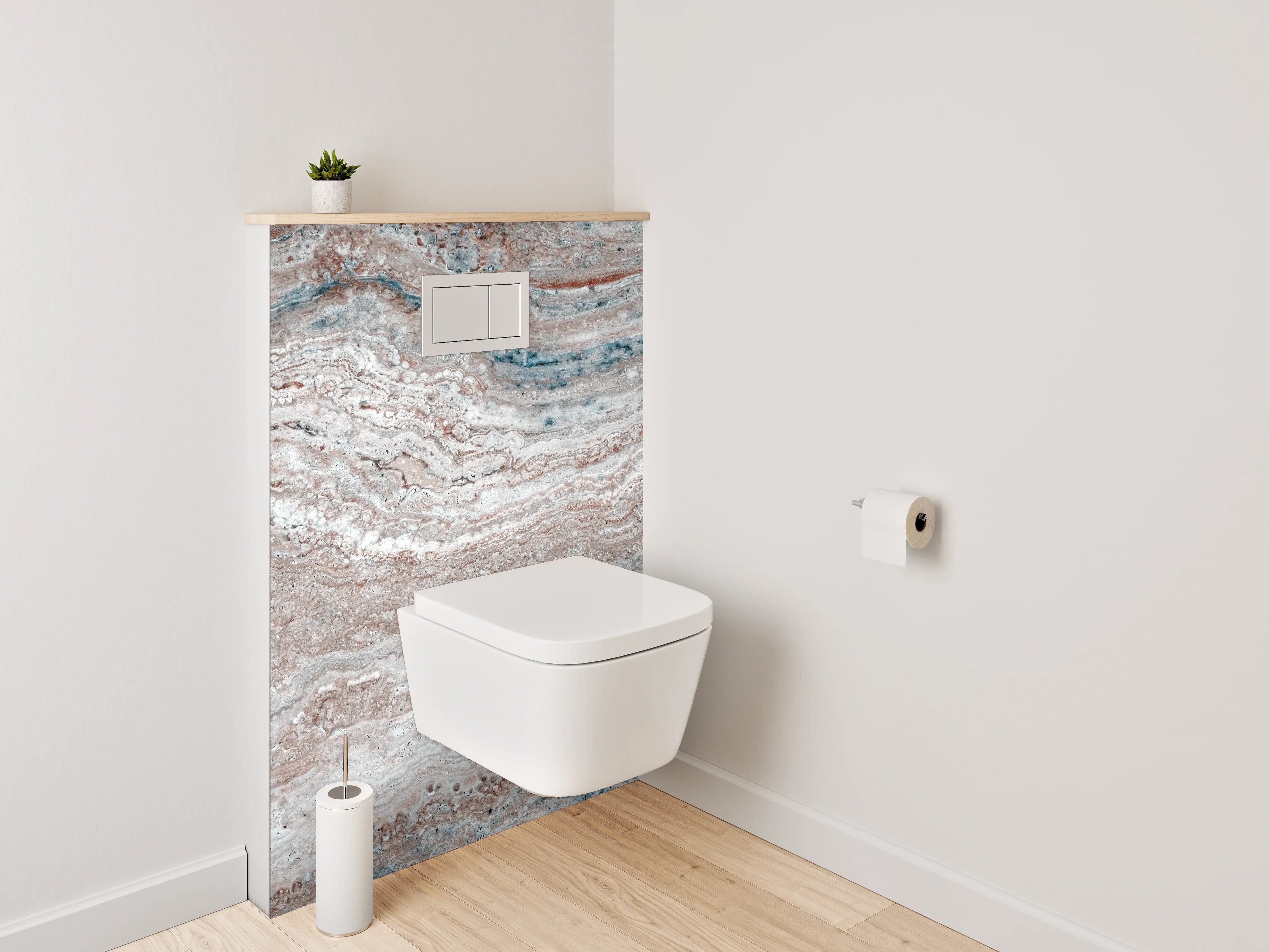 WC-Rückwand - Weißgraue Marmor-Optik Streifenmuster