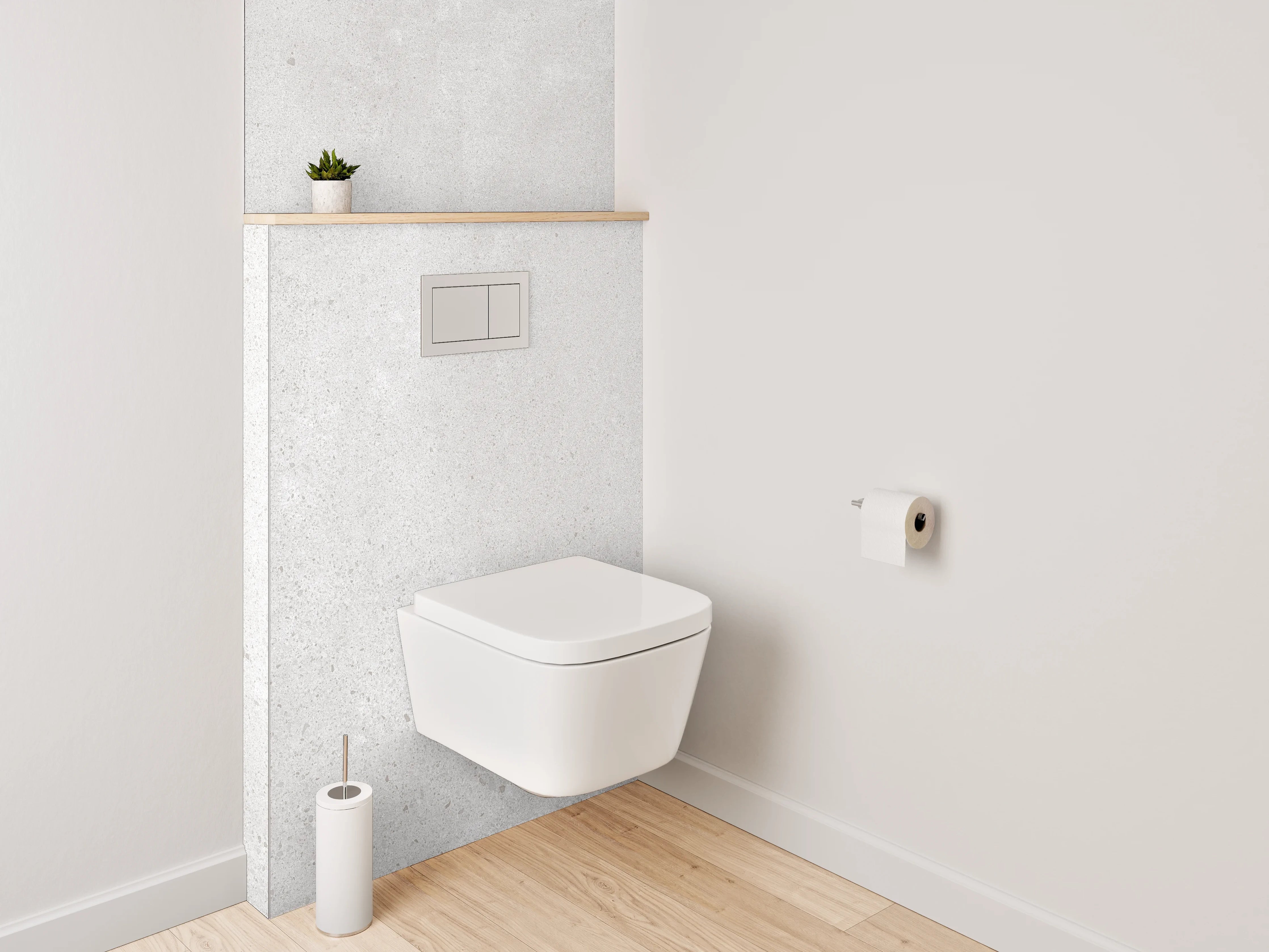 WC-Rückwand - Weißgraue Zement-Look Fliese