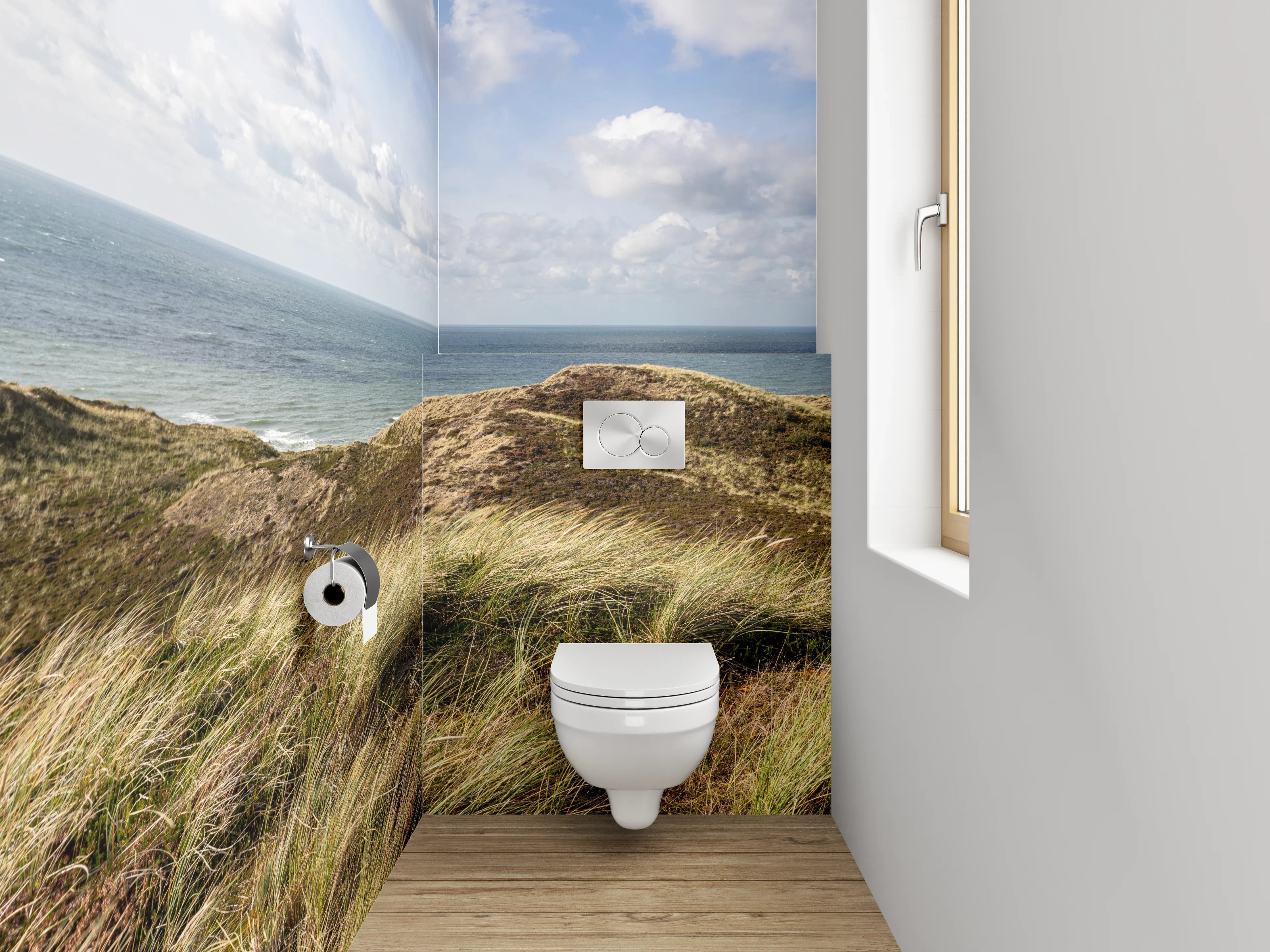 WC-Rückwand - Weite Dünenlandschaft am Meer