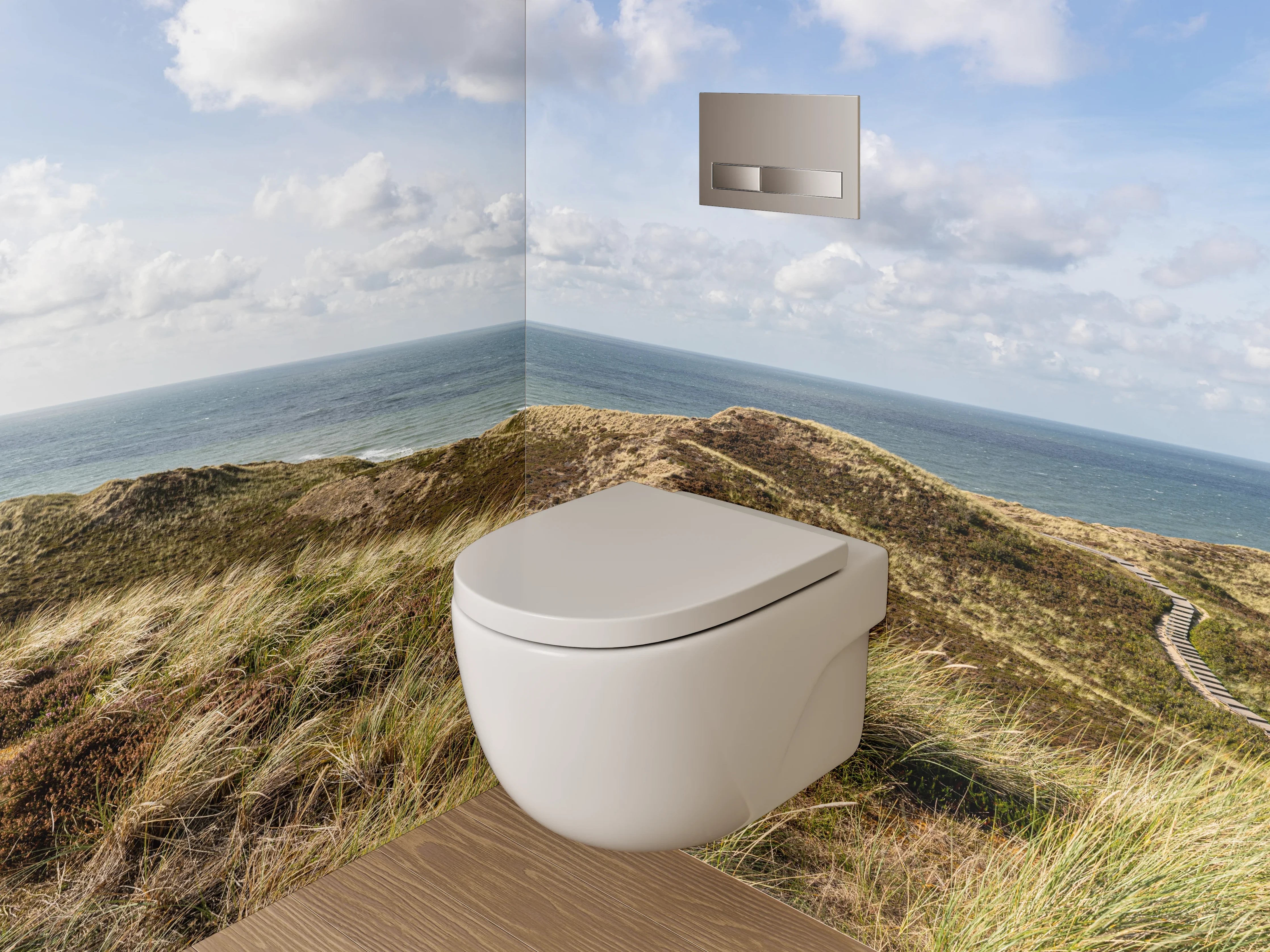 WC-Rückwand - Weite Dünenlandschaft am Meer