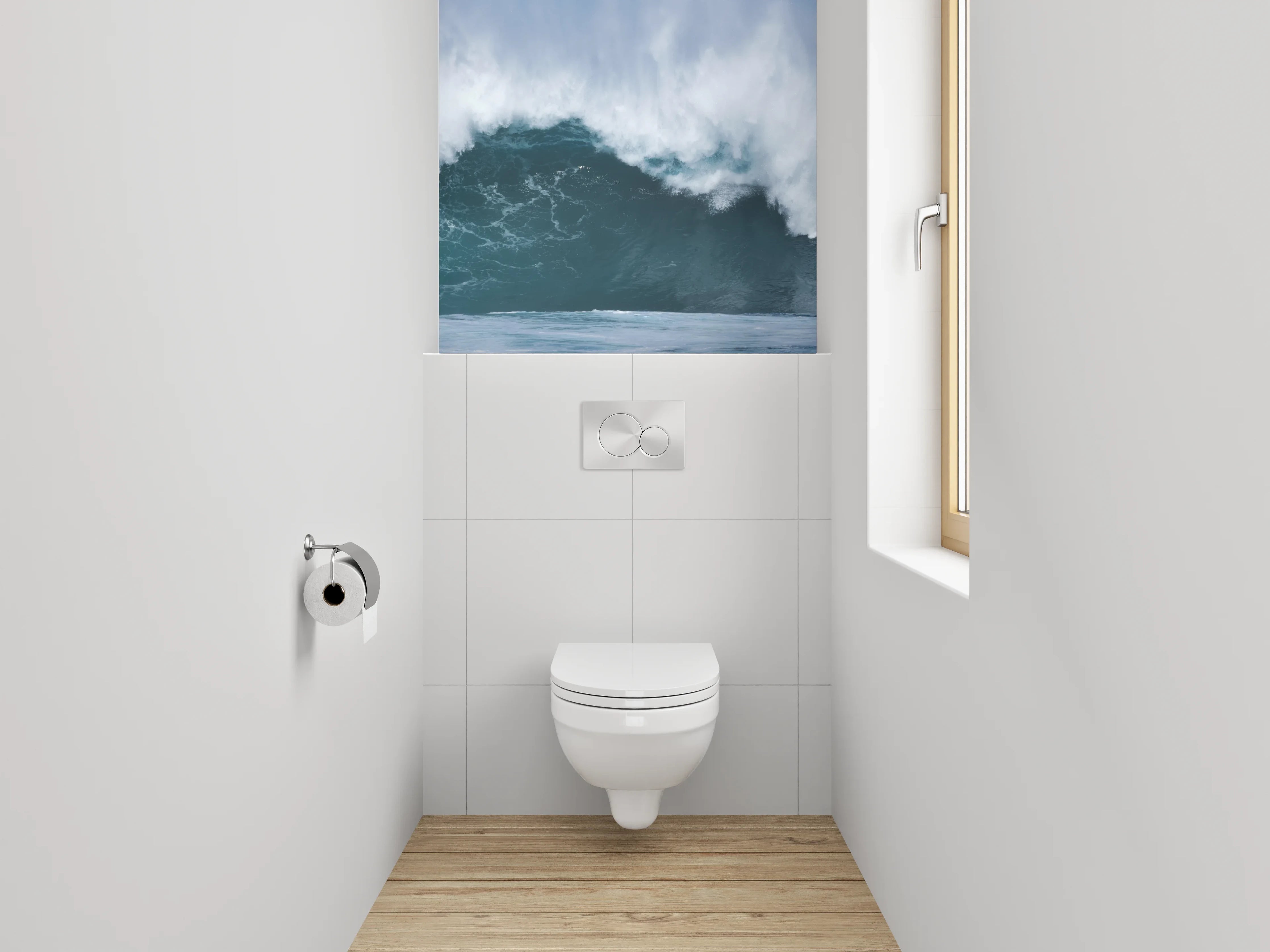 WC-Rückwand - Welle bricht am Meer – Ozean-Power