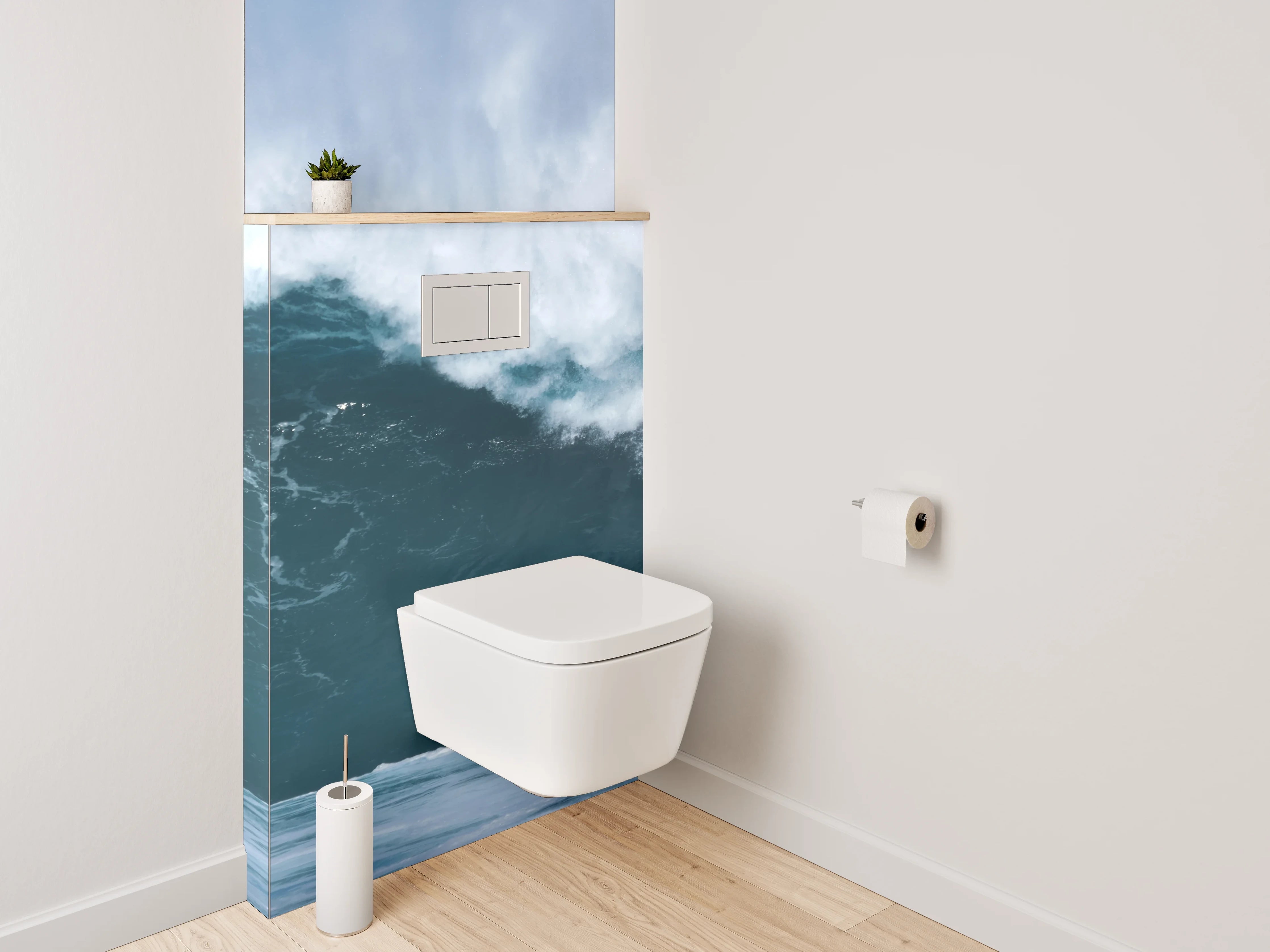 WC-Rückwand - Welle bricht am Meer – Ozean-Power