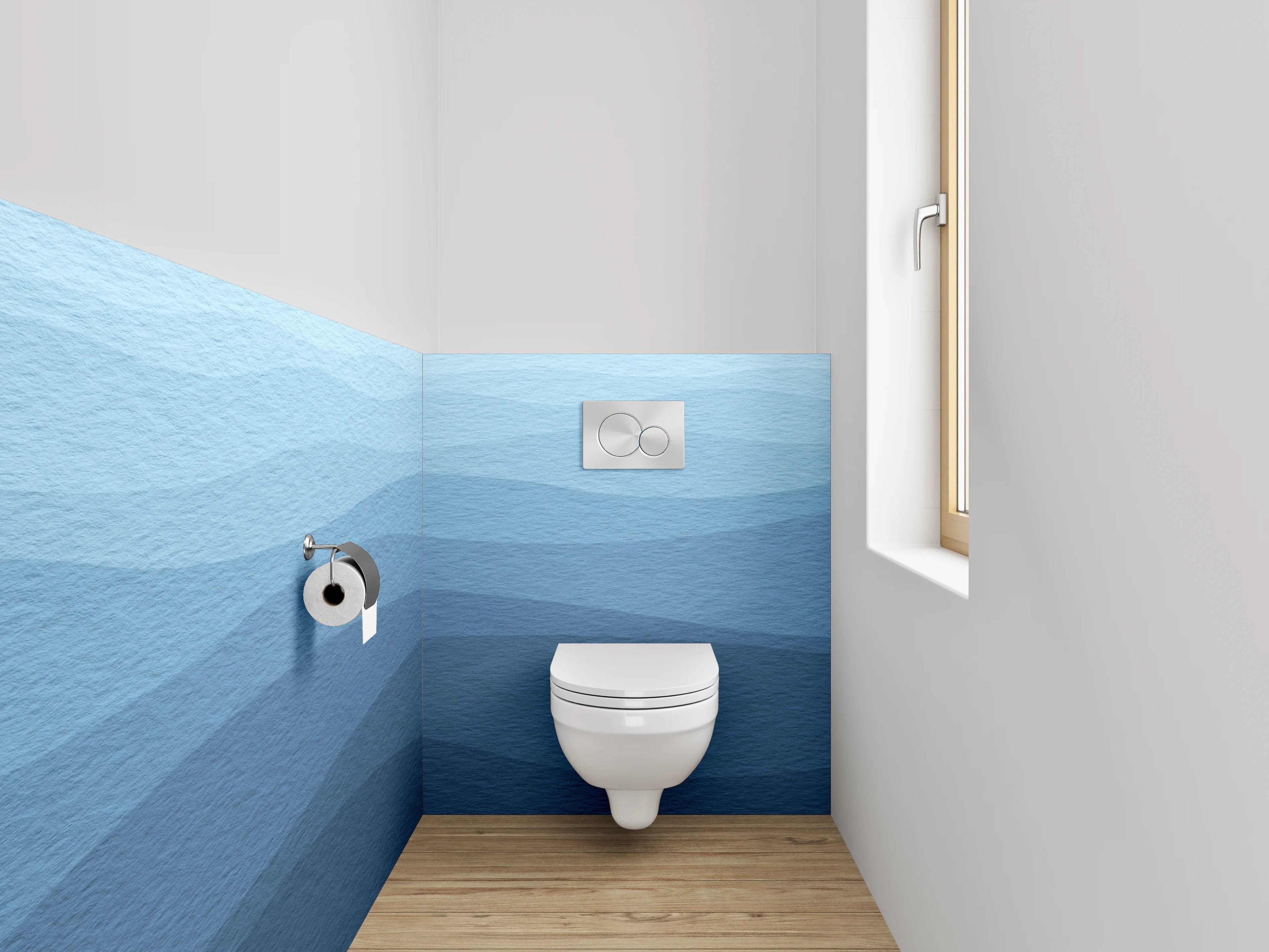 WC-Rückwand - Wellen Aquarell Blau Badezimmer Design