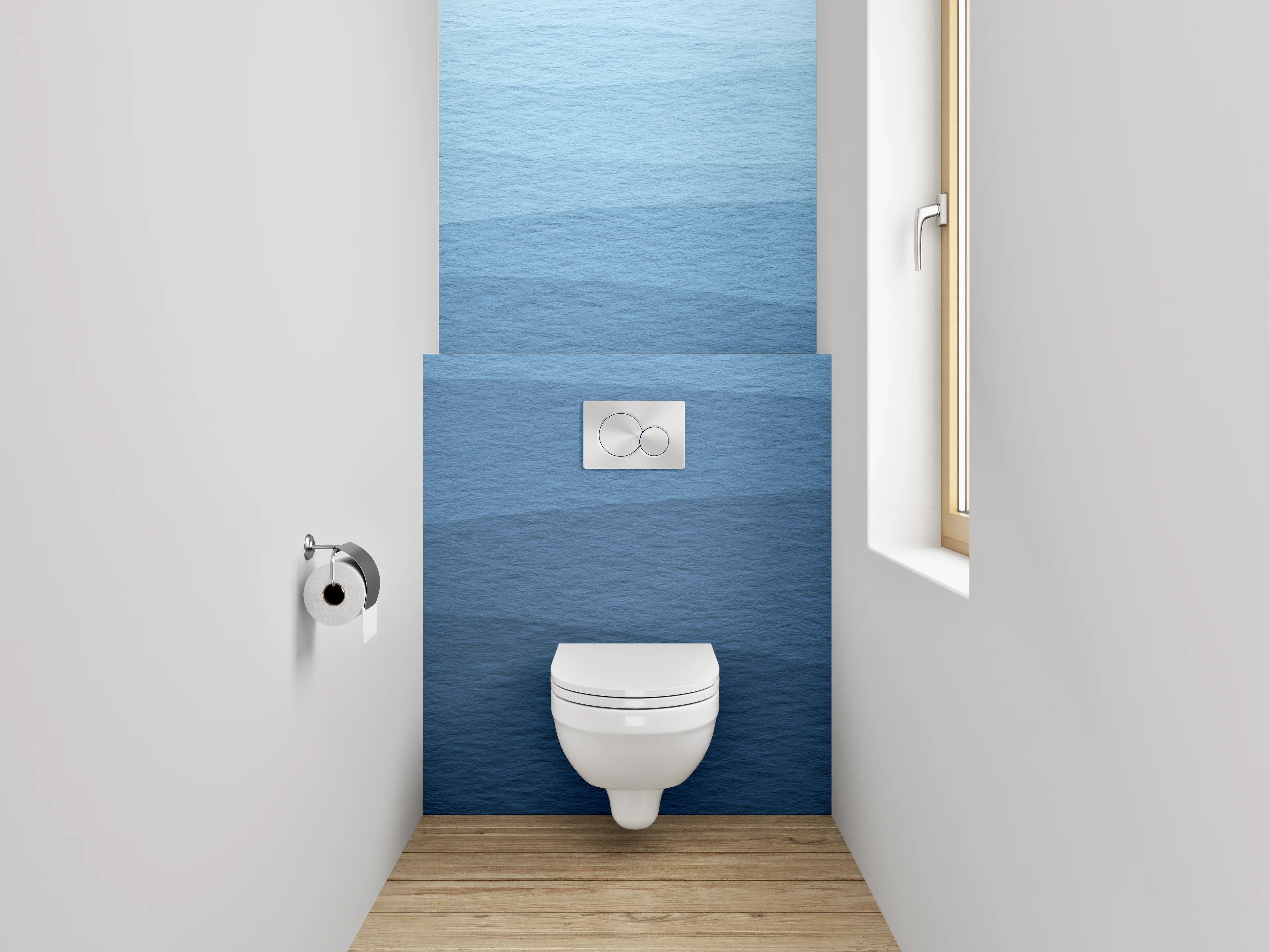 WC-Rückwand - Wellen Aquarell Blau Badezimmer Design
