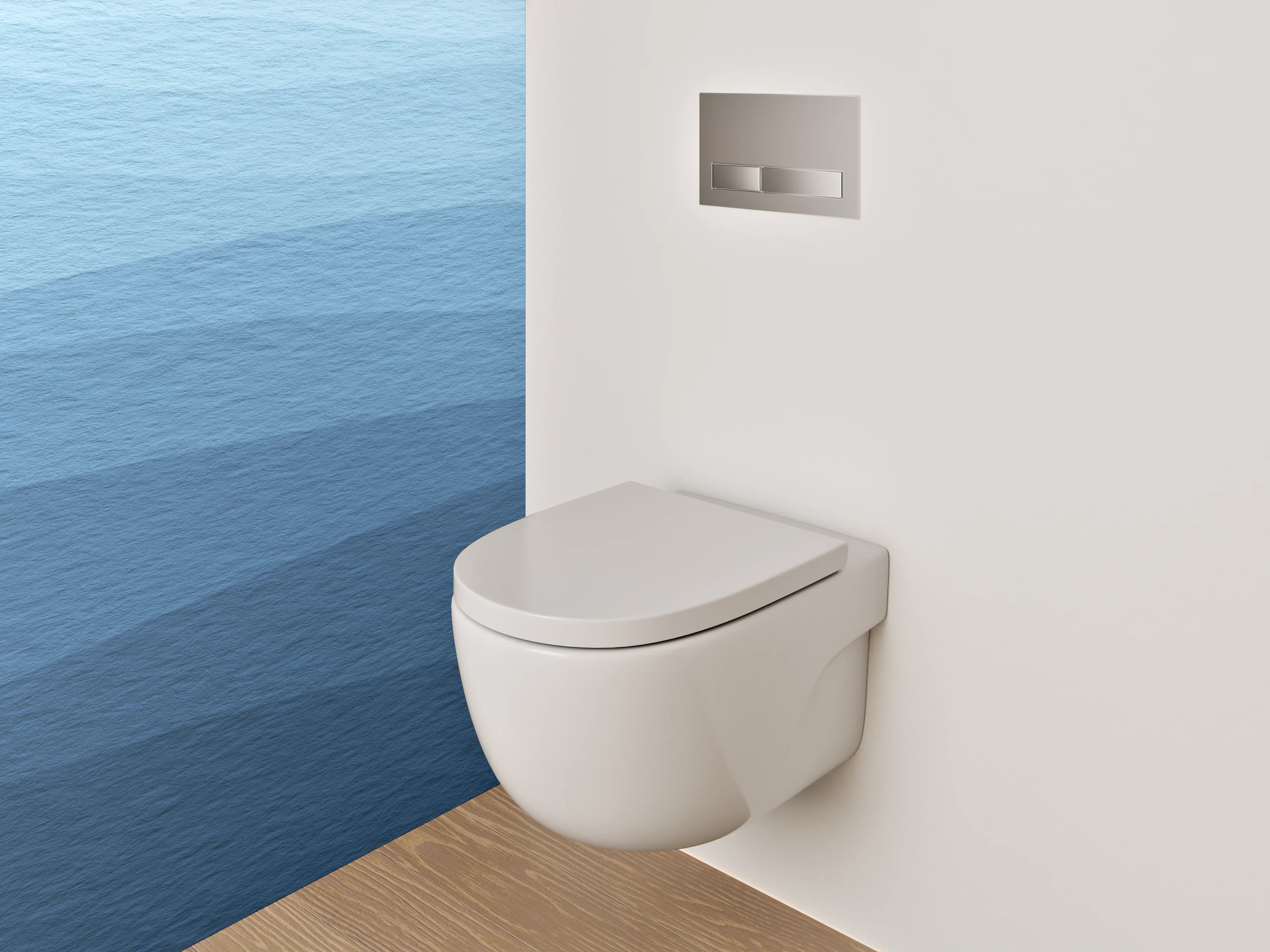 WC-Rückwand - Wellen Aquarell Blau Badezimmer Design