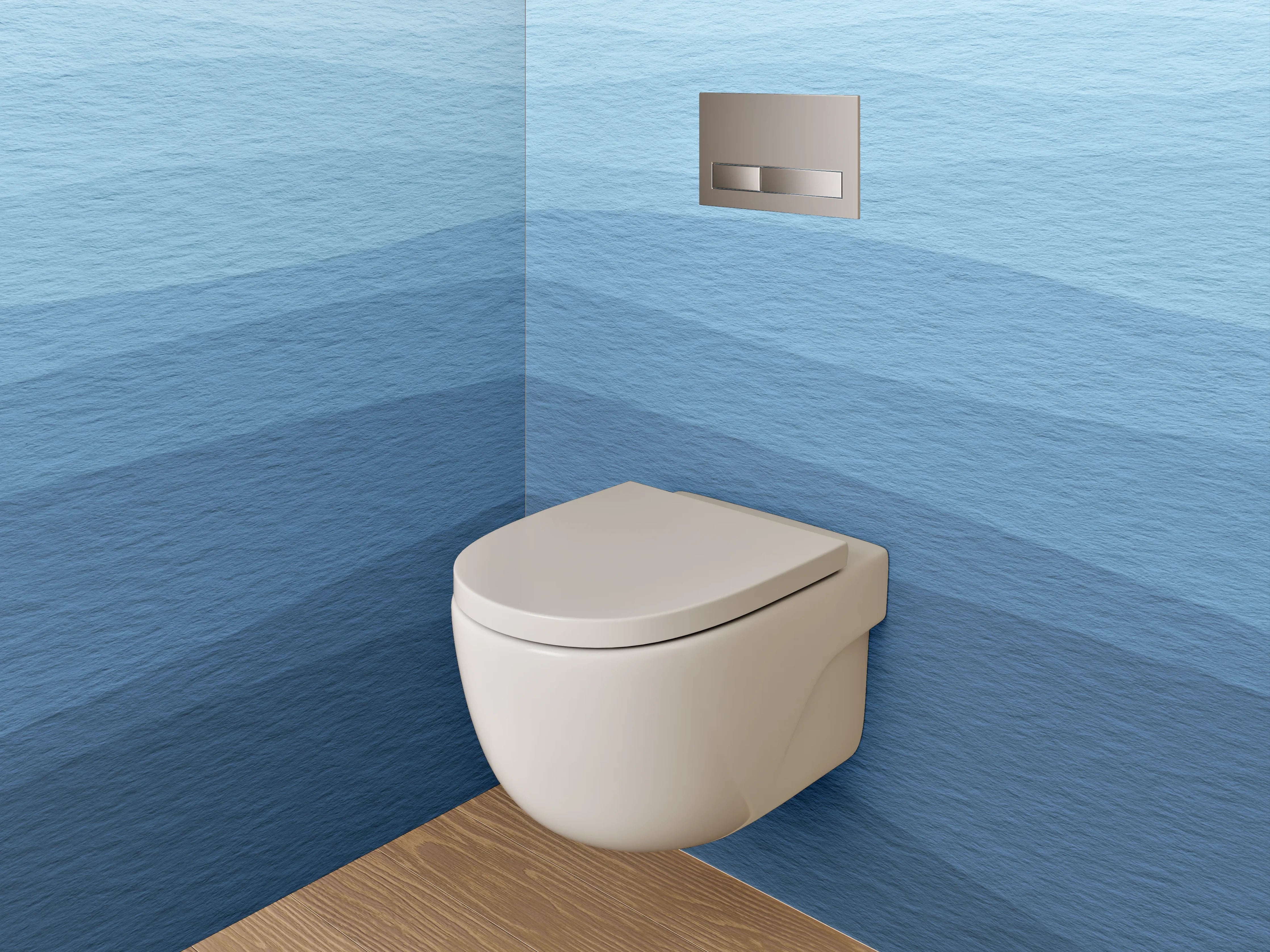WC-Rückwand - Wellen Aquarell Blau Badezimmer Design