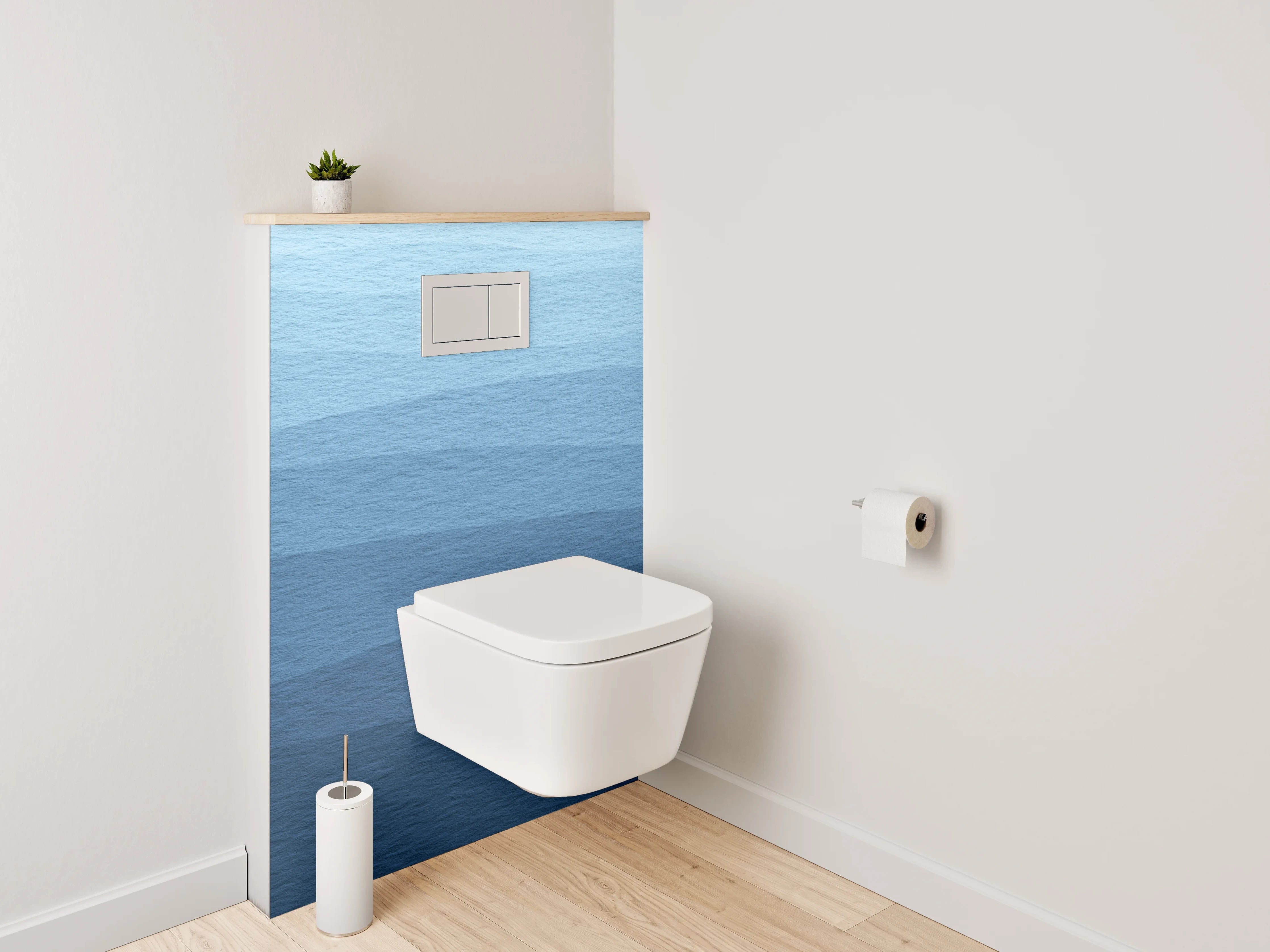 WC-Rückwand - Wellen Aquarell Blau Badezimmer Design