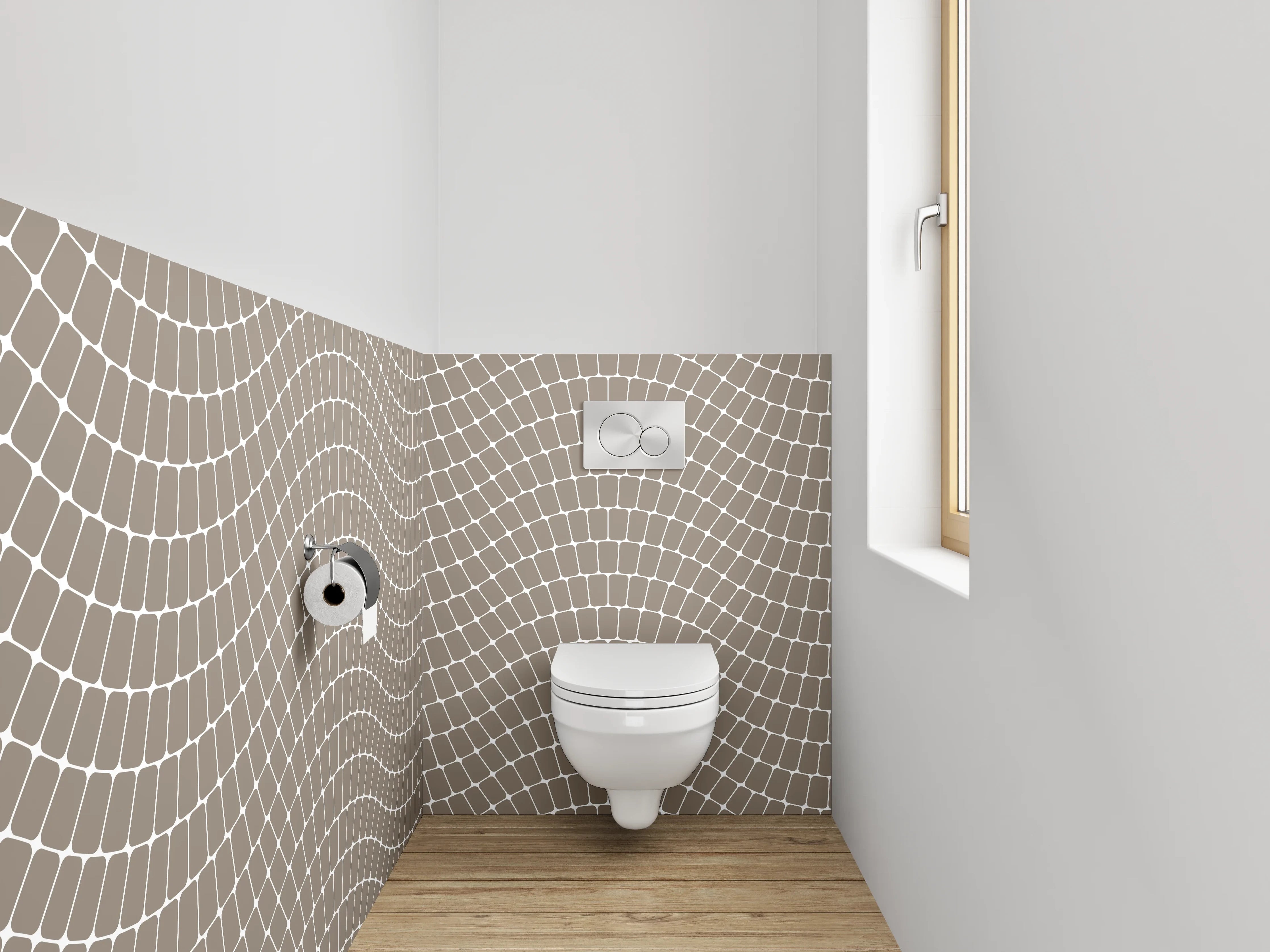 WC-Rückwand - Wellen Mosaik Muster Beige Grau