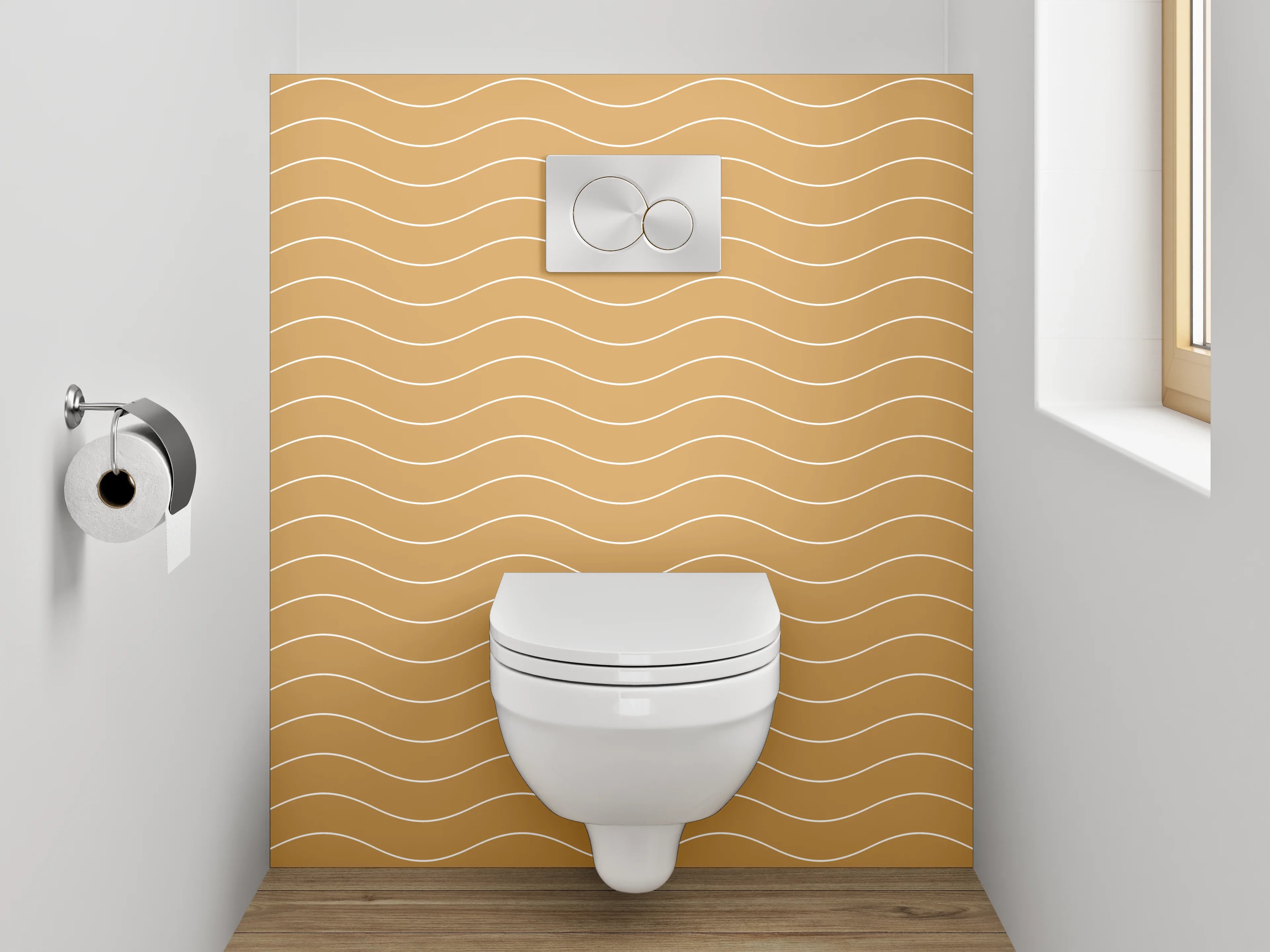 WC-Rückwand - Wellendes Wellenmuster Beige Modern